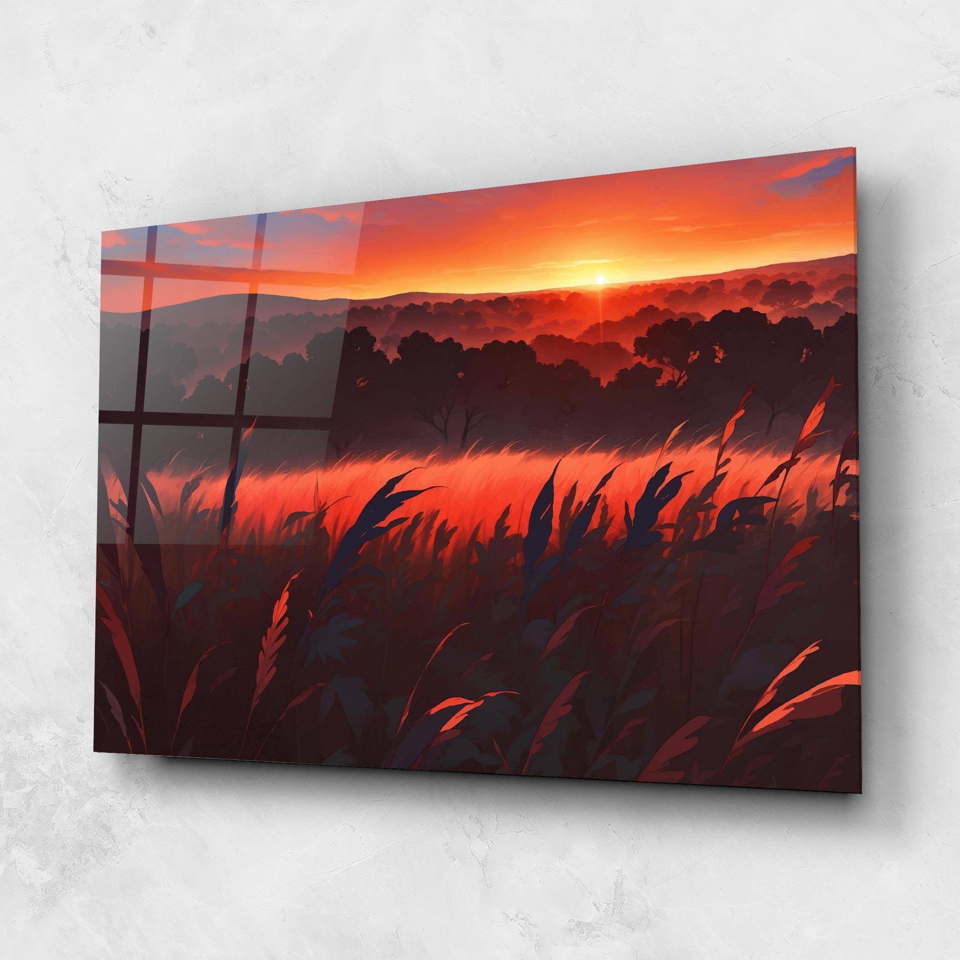 Üvegkép Sunset Red Field mockup 1
