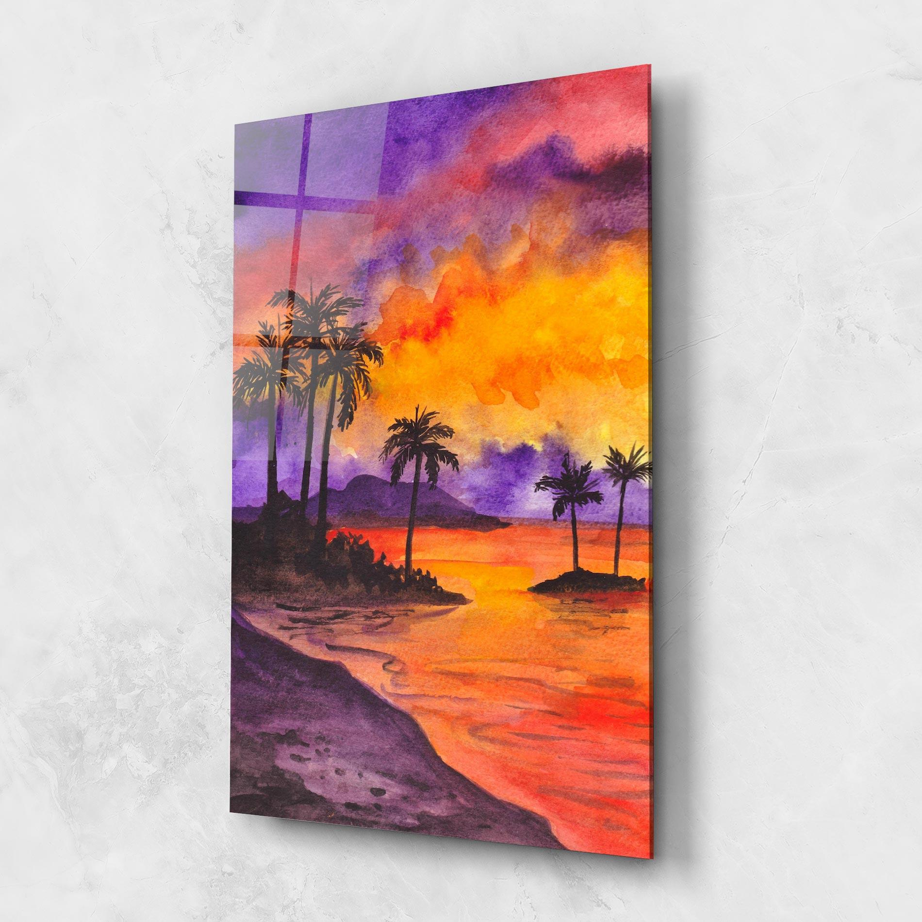 Üvegkép Sunset Watercolor Painting mockup 1