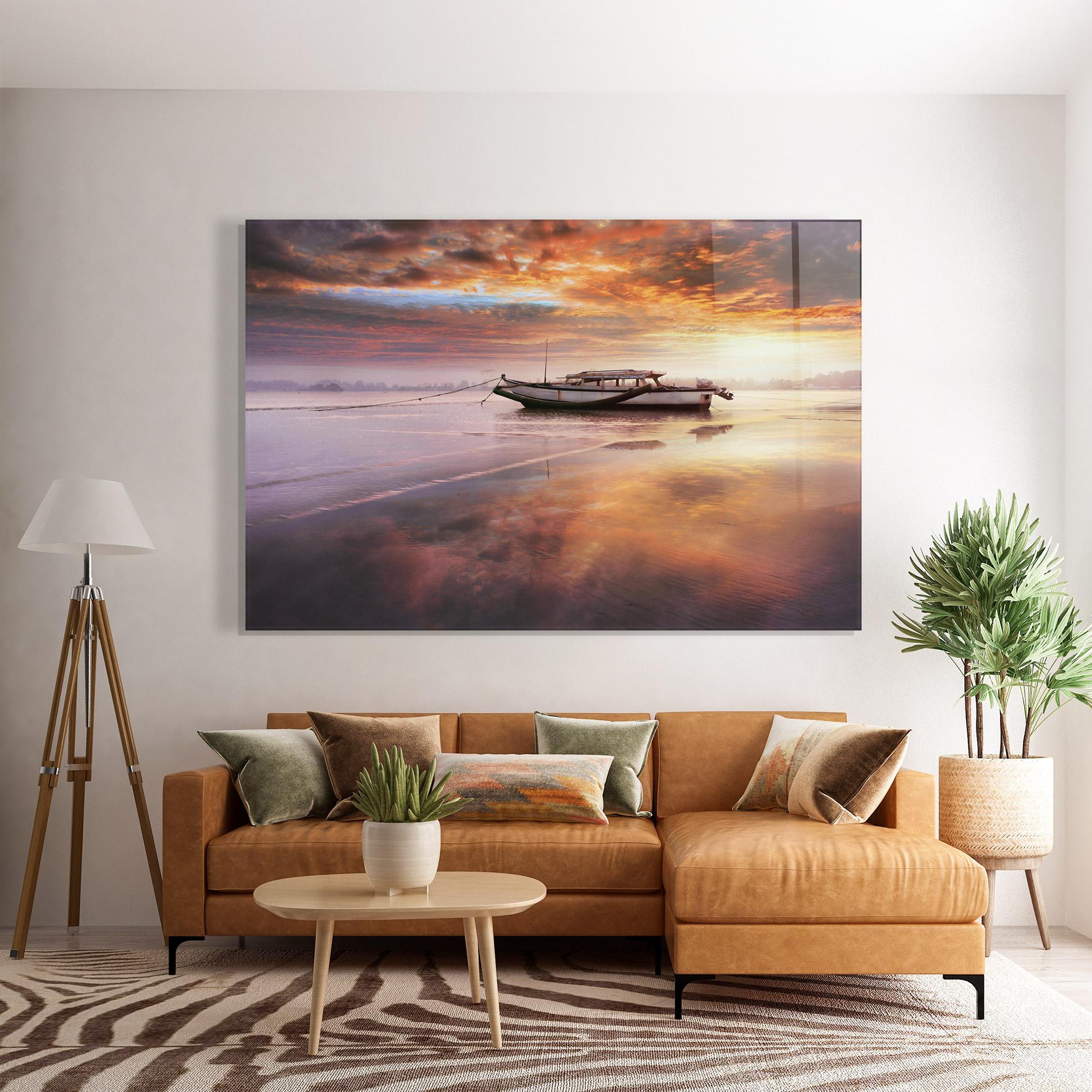 Üvegkép Beauty Boat Sunrise mockup 7