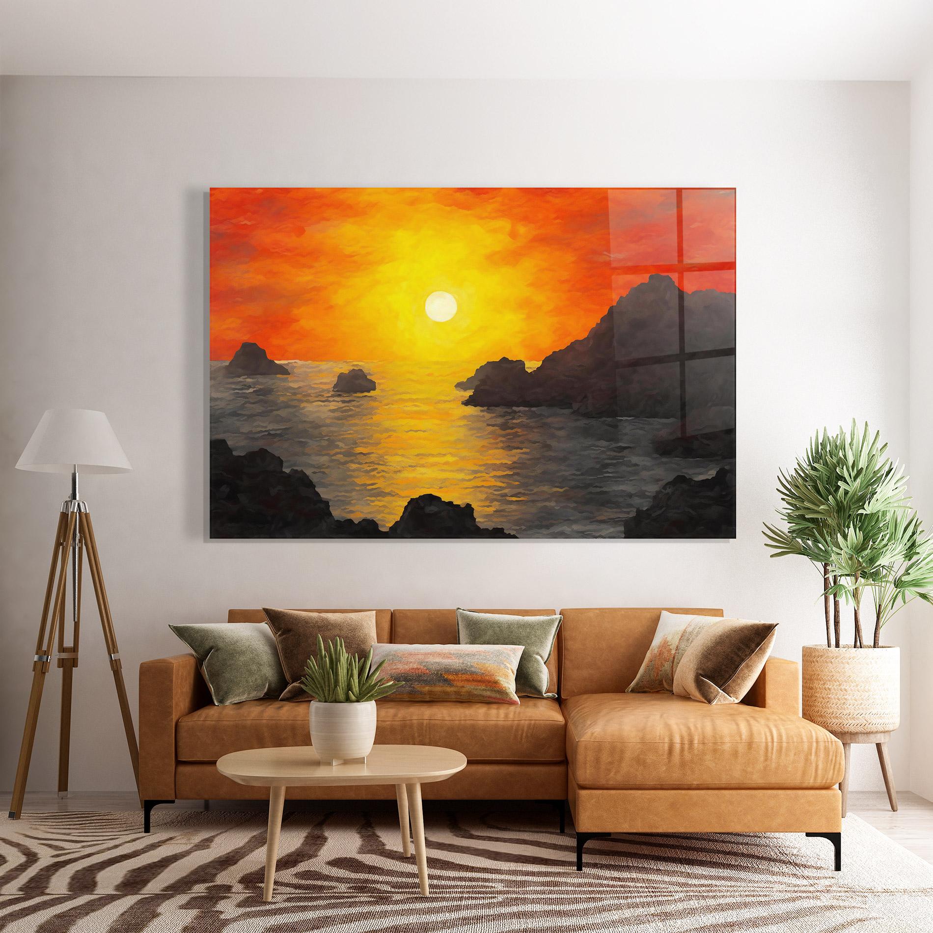 Üvegkép Mountains Rocks Painting mockup 7