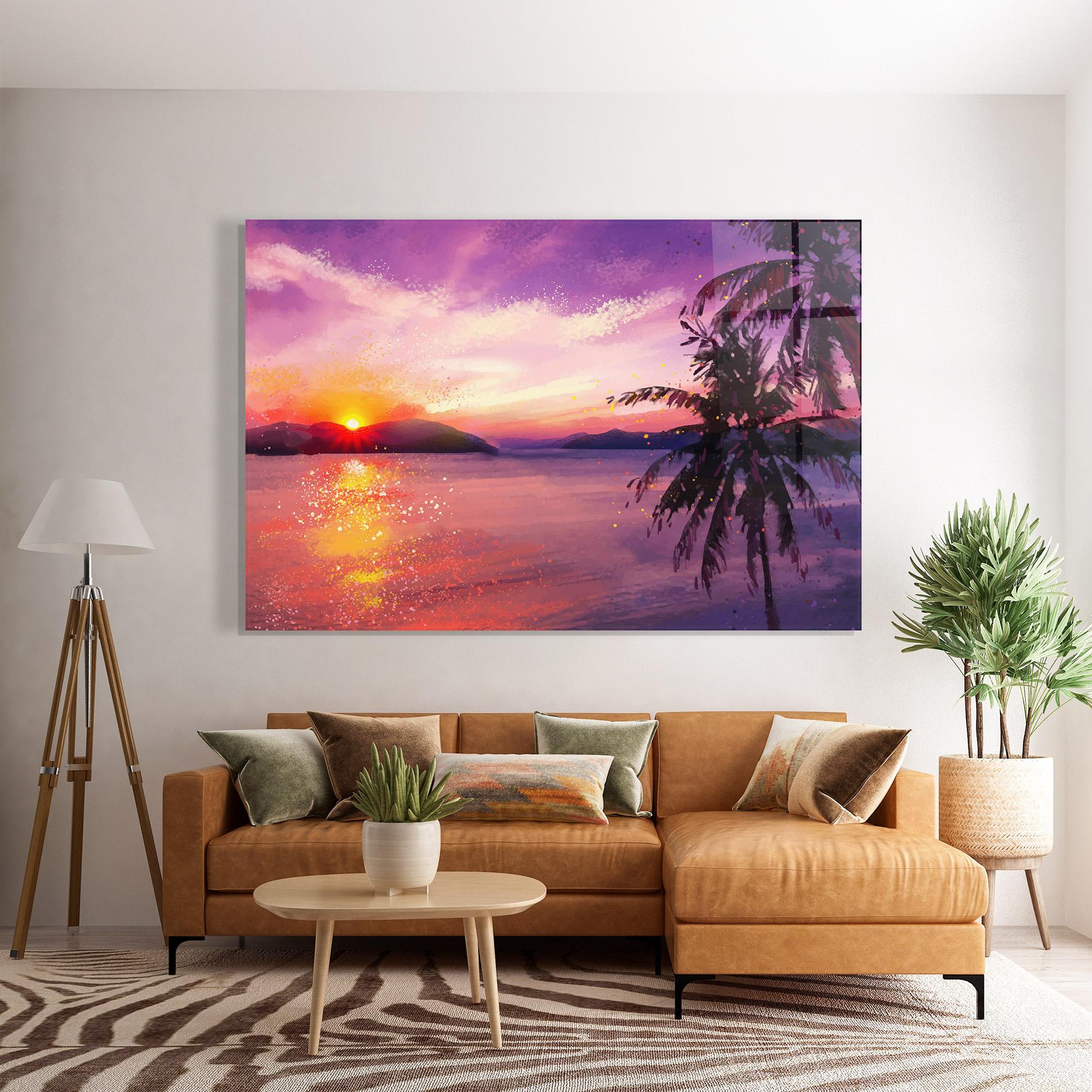 Üvegkép Purple Sunrise Art mockup 7
