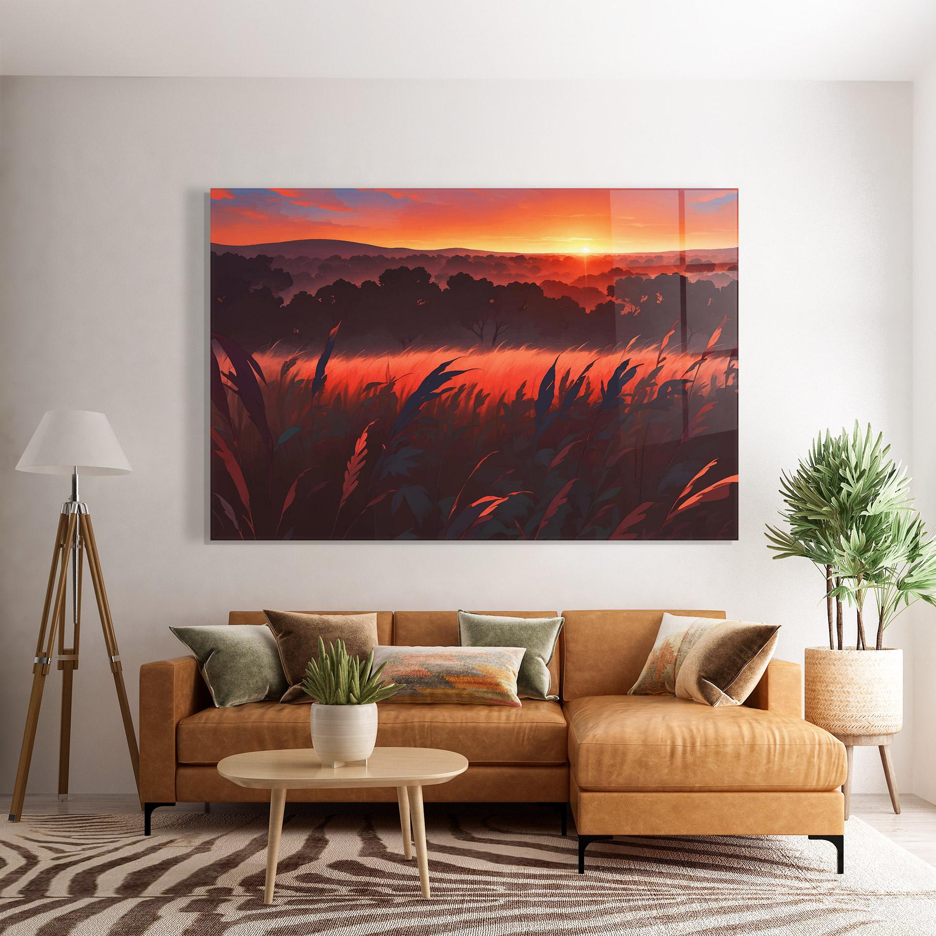 Üvegkép Sunset Red Field mockup 7