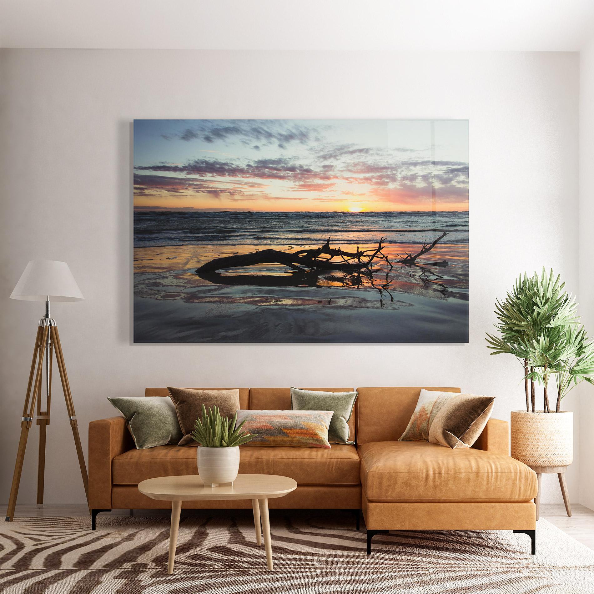 Üvegkép Sunset Water Branches mockup 7