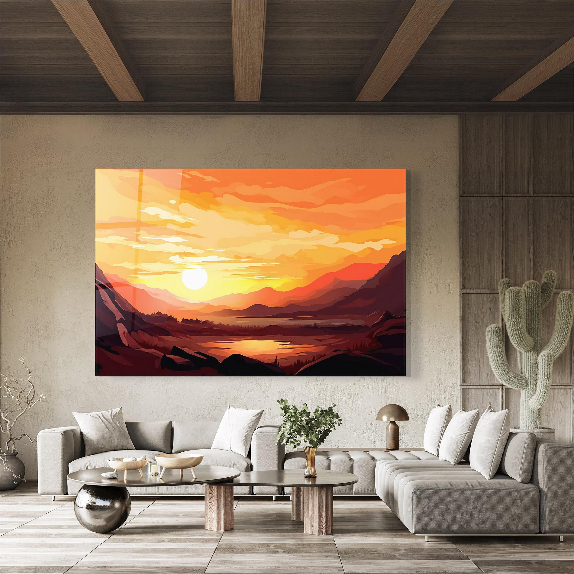Üvegkép Beautiful Sunset Illustration mockup 8