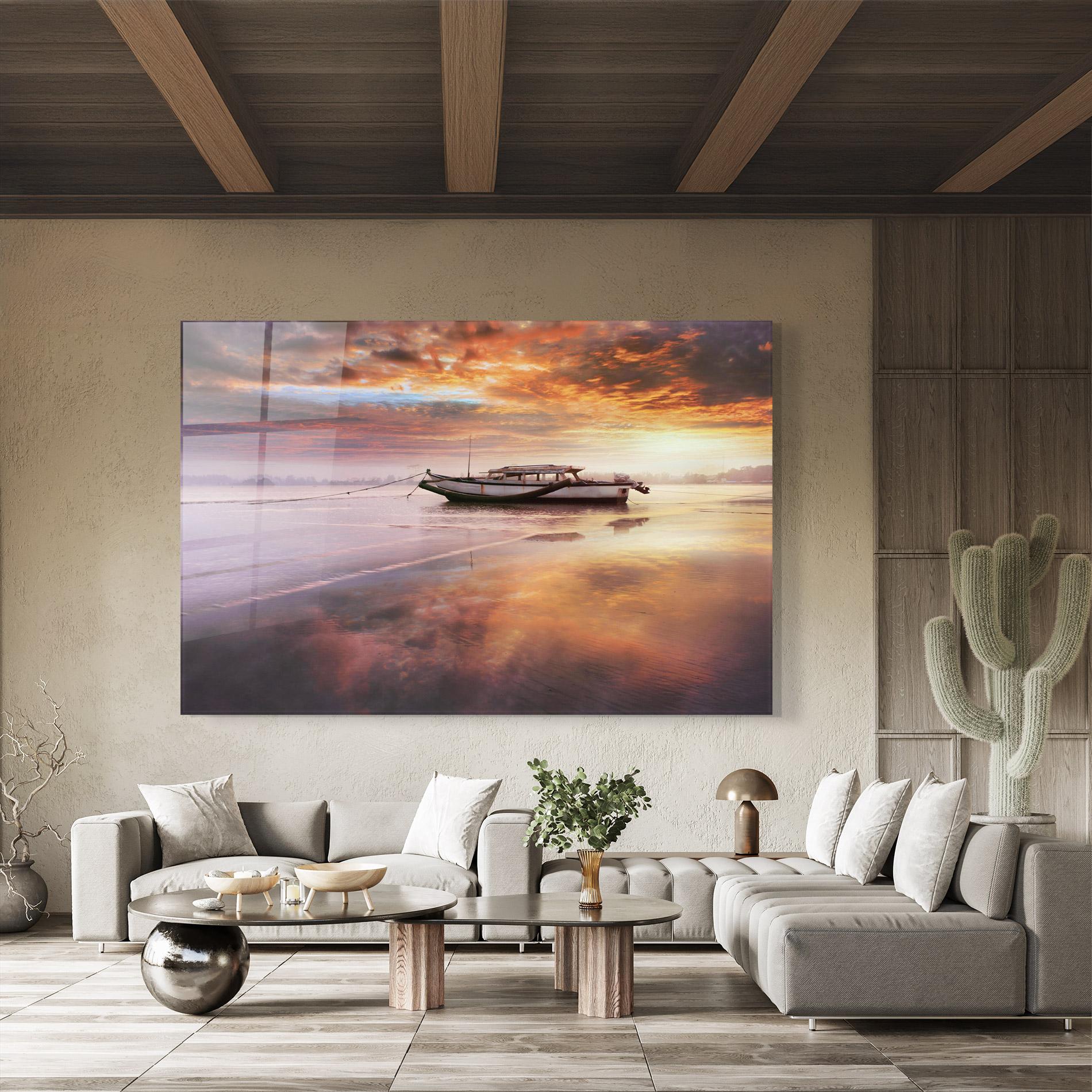 Üvegkép Beauty Boat Sunrise mockup 8