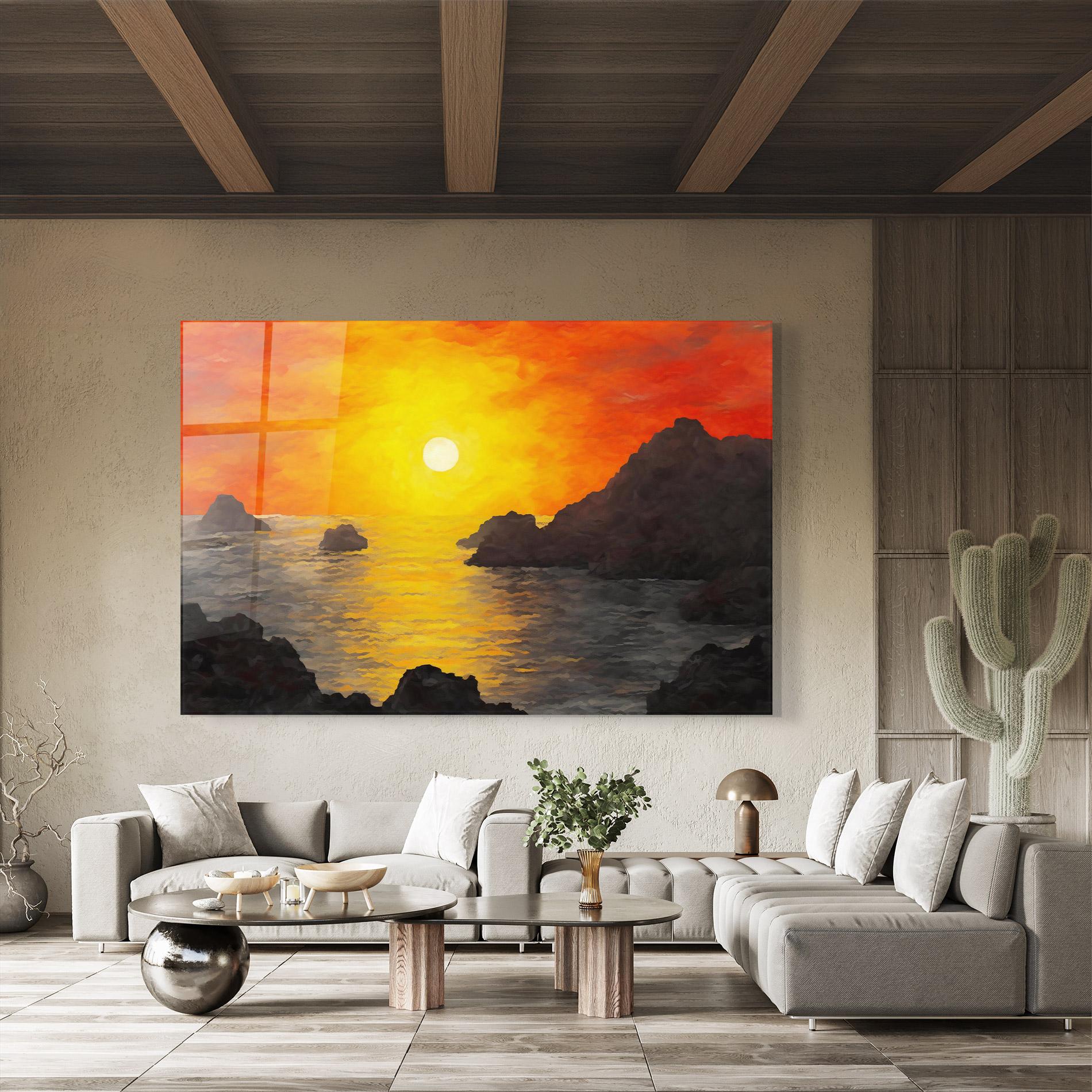 Üvegkép Mountains Rocks Painting mockup 8