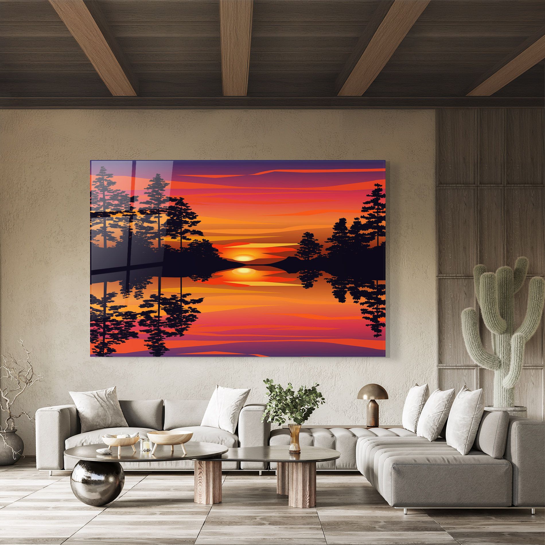 Sunset Forest Reflection mockup 8