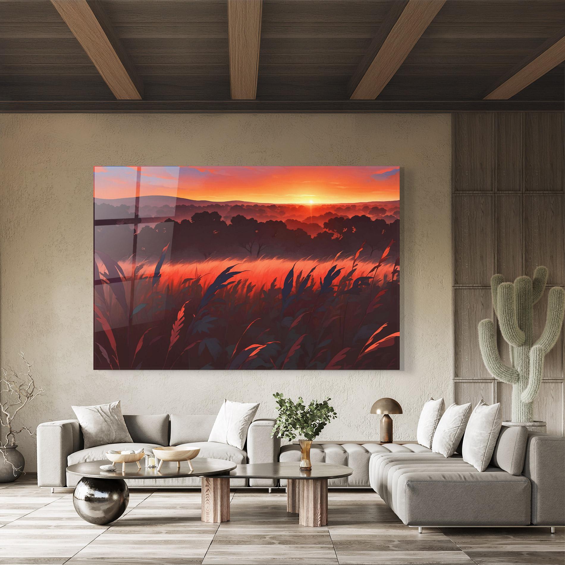 Üvegkép Sunset Red Field mockup 8
