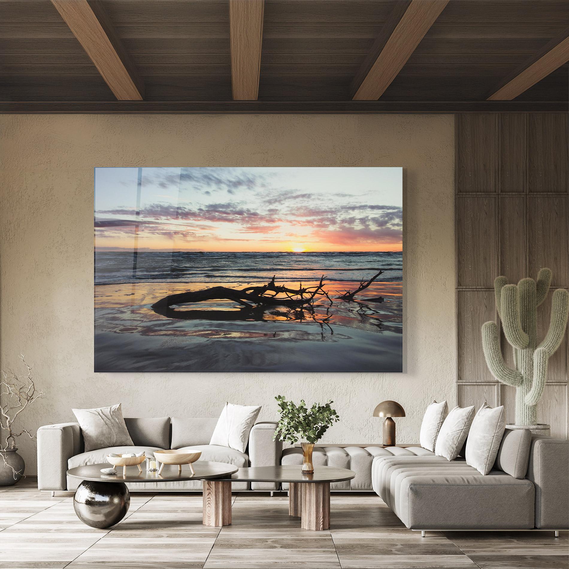 Üvegkép Sunset Water Branches mockup 8