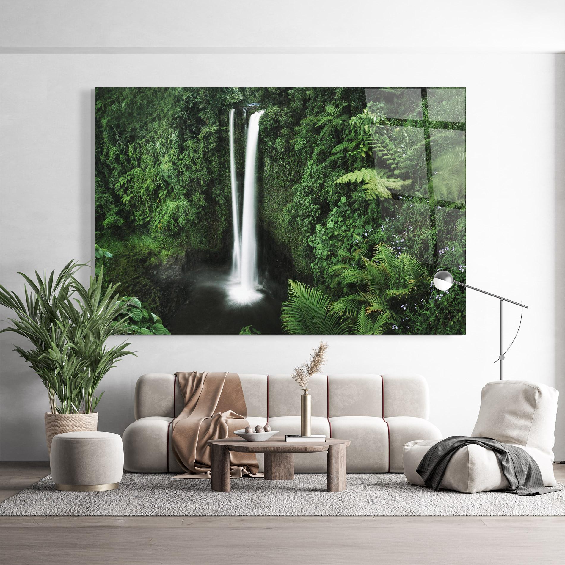 Üvegkép Green Nature Waterfall mockup 9