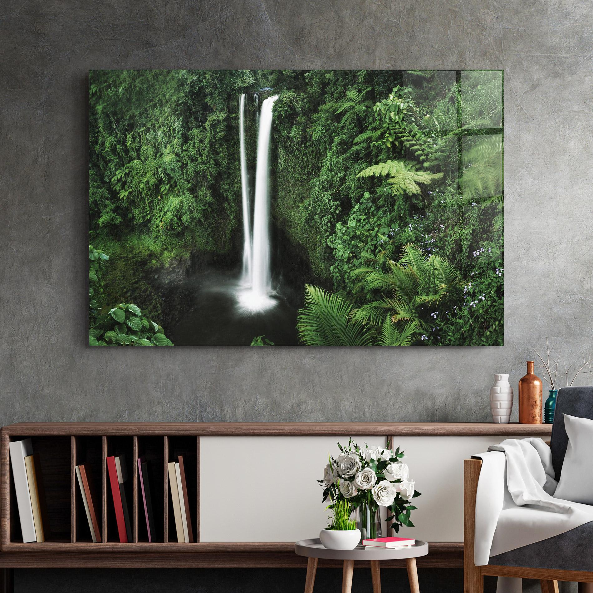 Üvegkép Green Nature Waterfall mockup 2