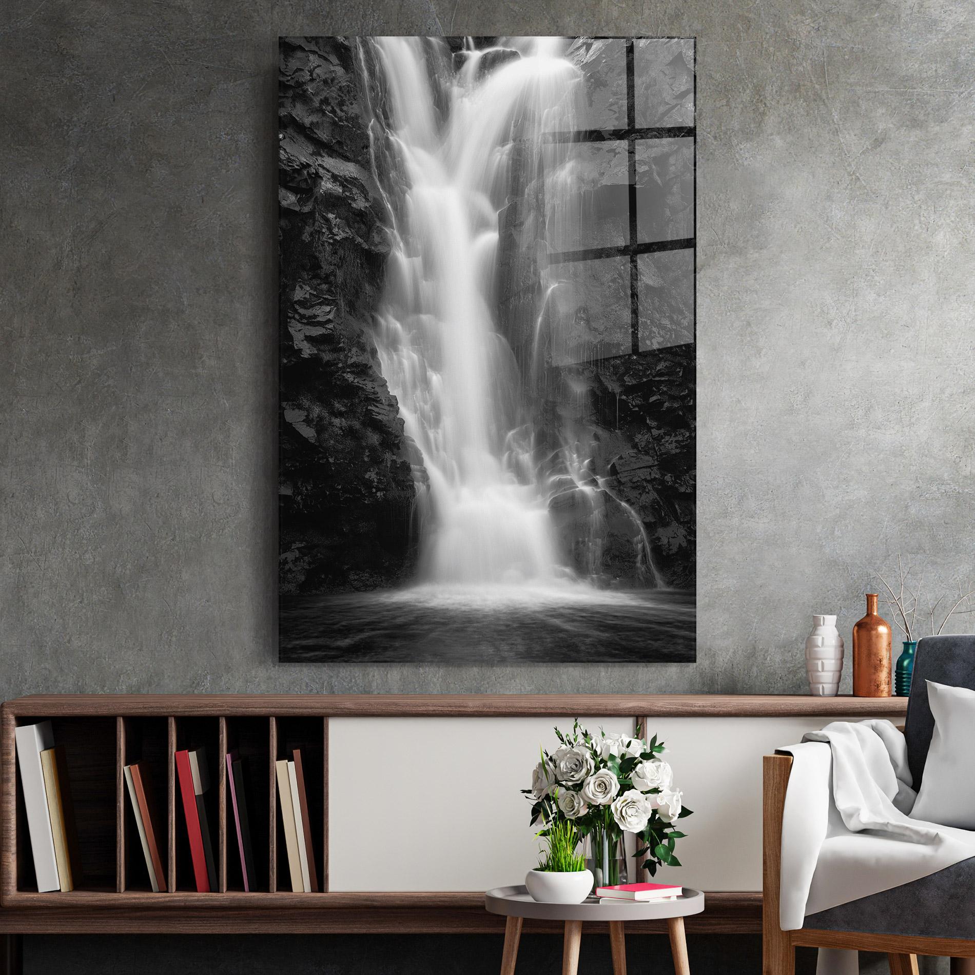 Üvegkép Black Rock Waterfall View mockup 2
