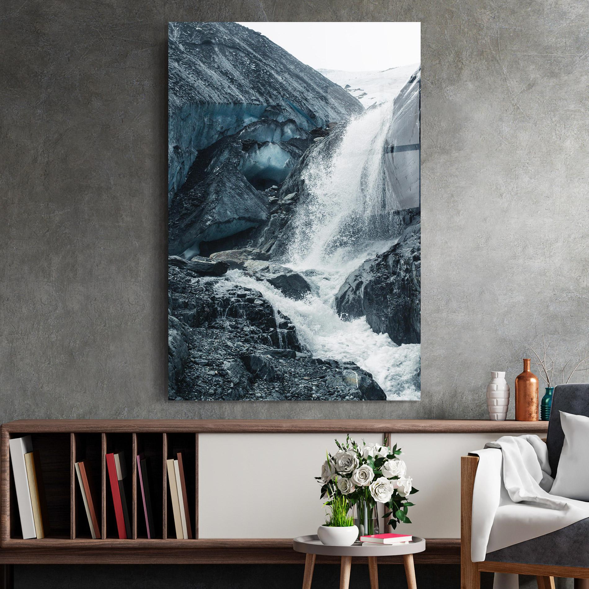 Üvegkép Blue Rocks Waterfall mockup 2