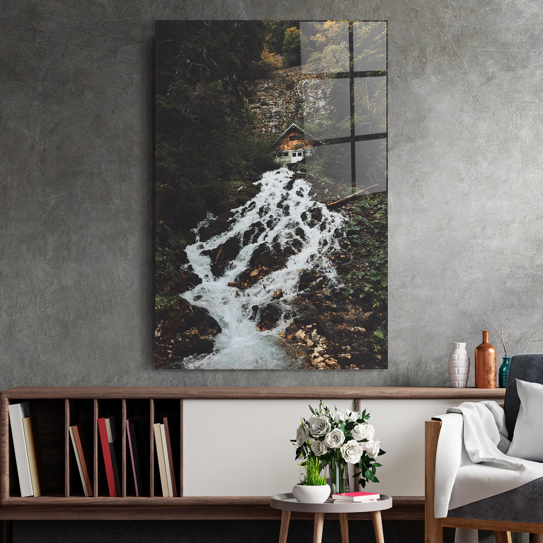 Üvegkép Waterfall From Home mockup 2