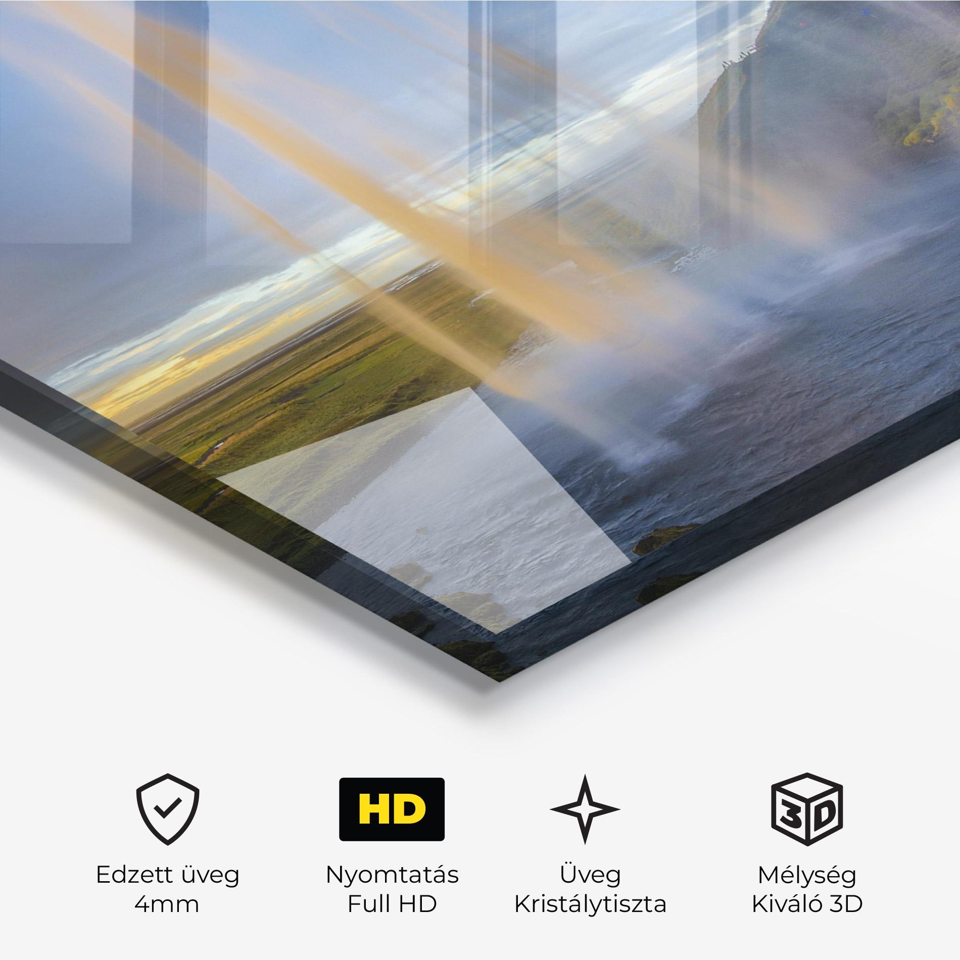 Üvegkép Orange Waterfall mockup 3