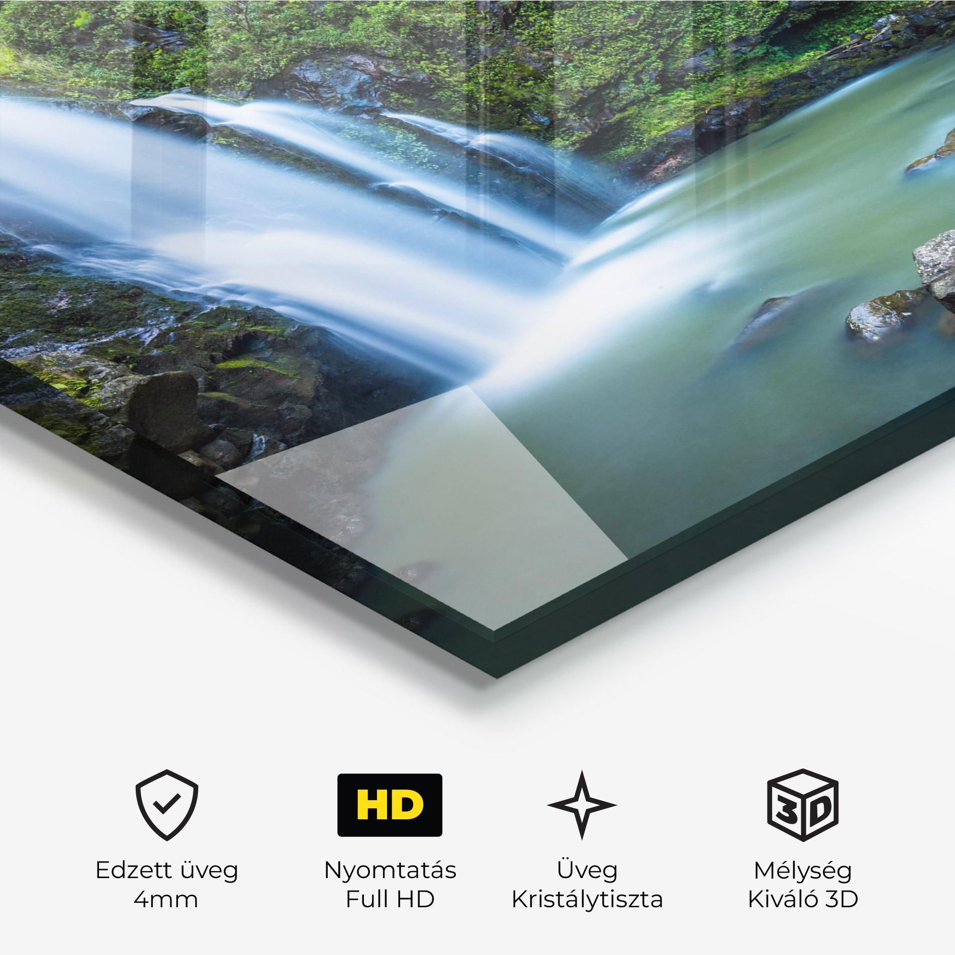 Üvegkép Swimming In Waterfall mockup 3
