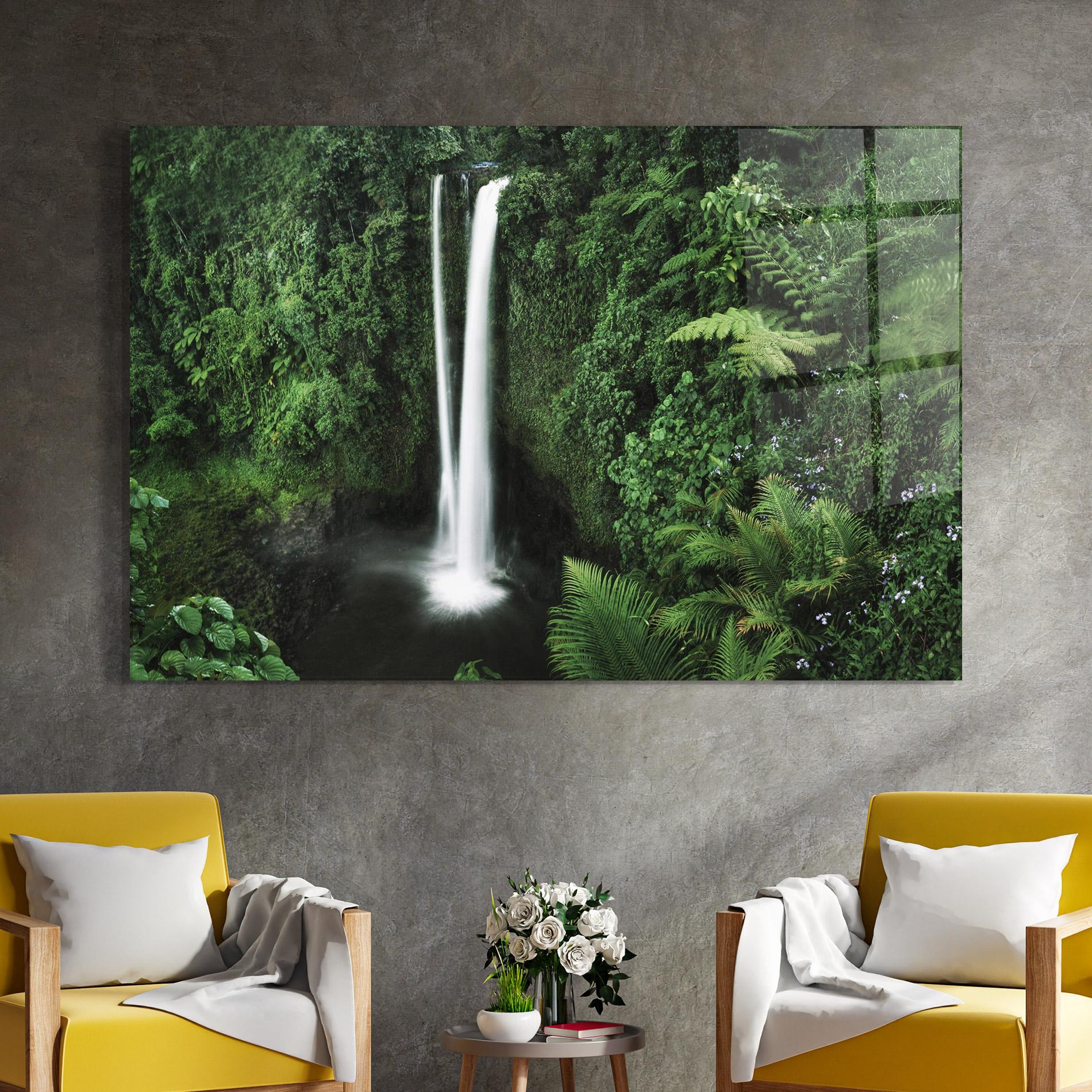 Üvegkép Green Nature Waterfall mockup 4