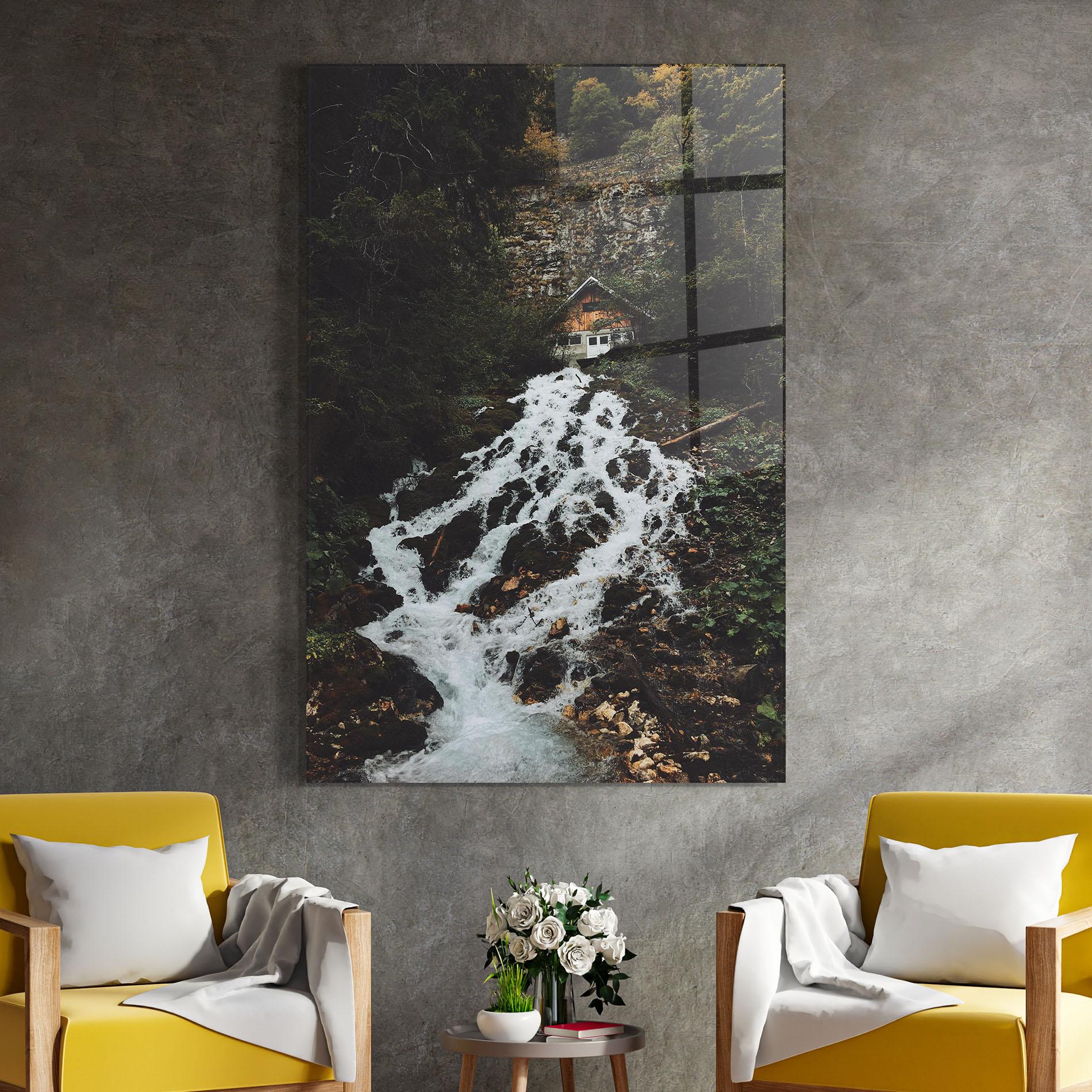 Üvegkép Waterfall From Home mockup 4
