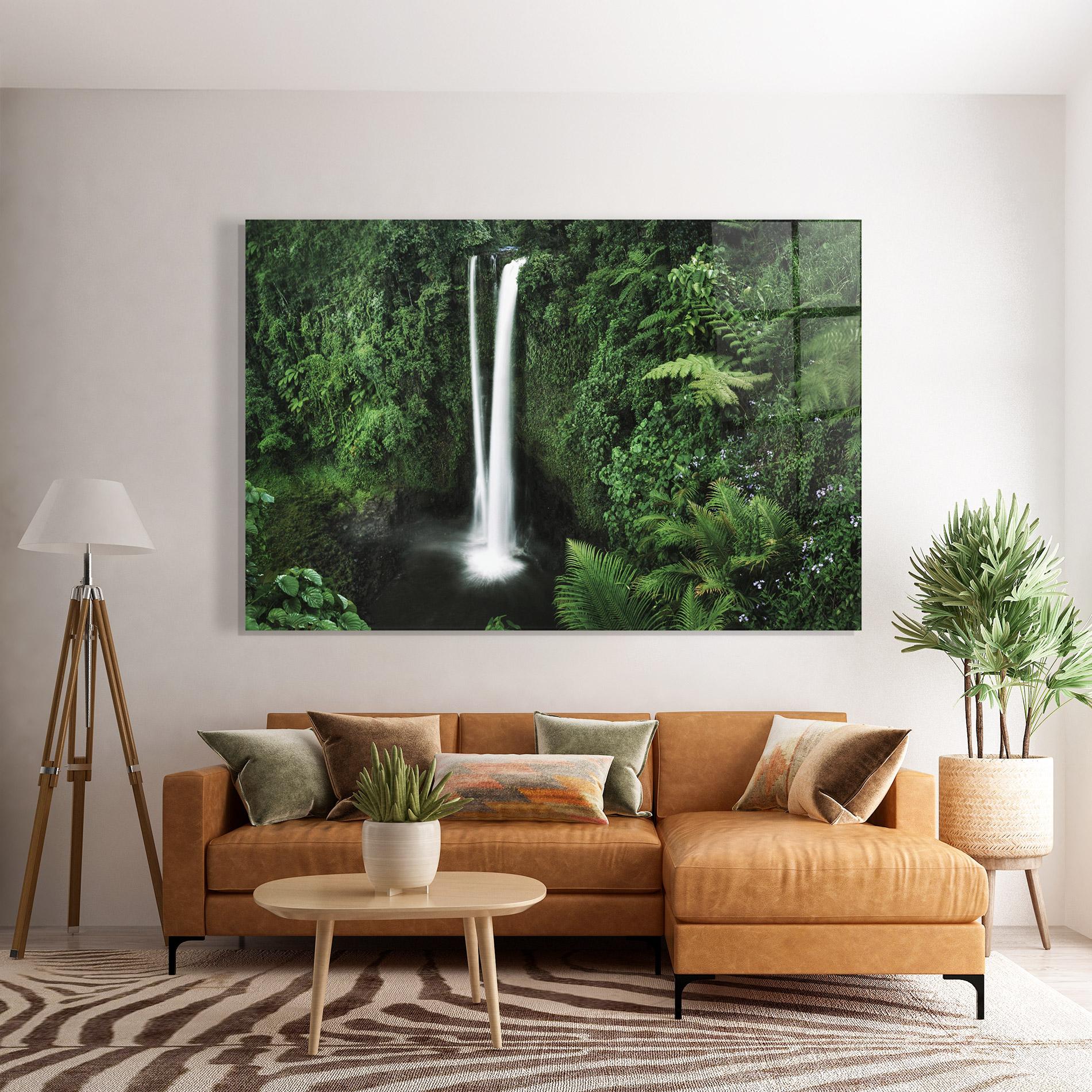 Üvegkép Green Nature Waterfall mockup 7