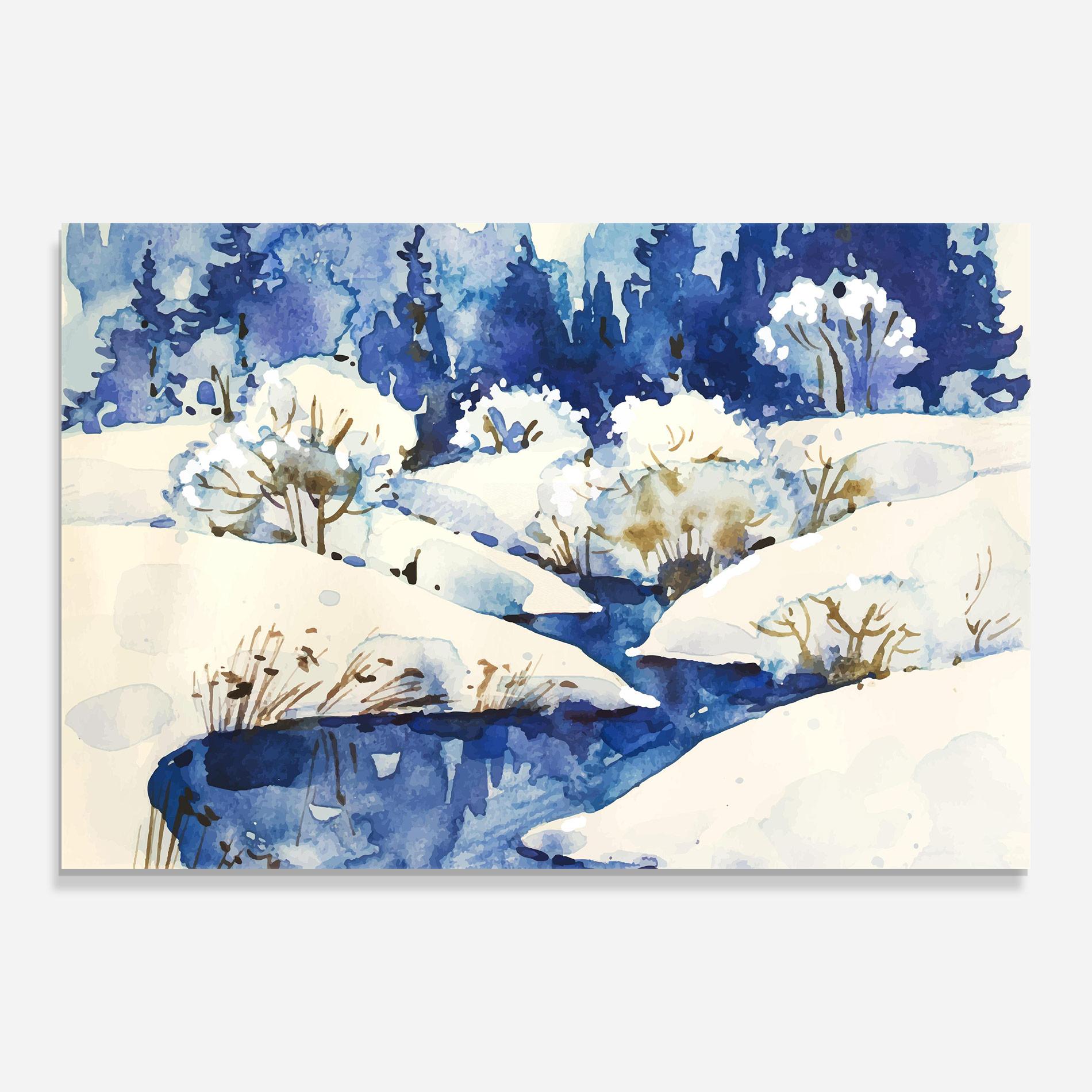 Üvegkép Blue Trees Winter mockup 0