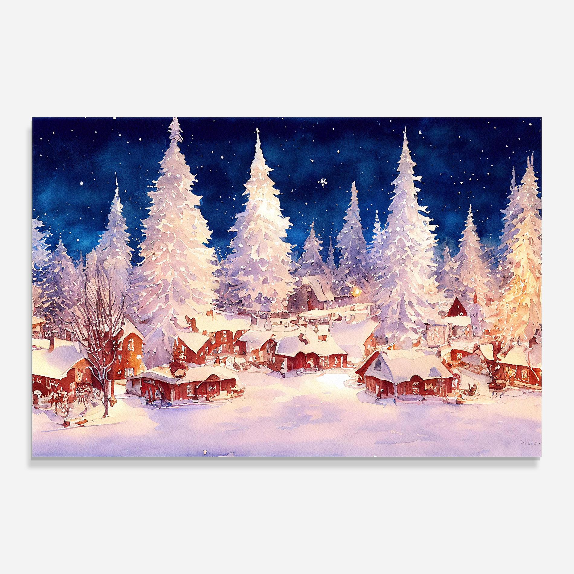 Üvegkép Snow Falling Painting mockup 0