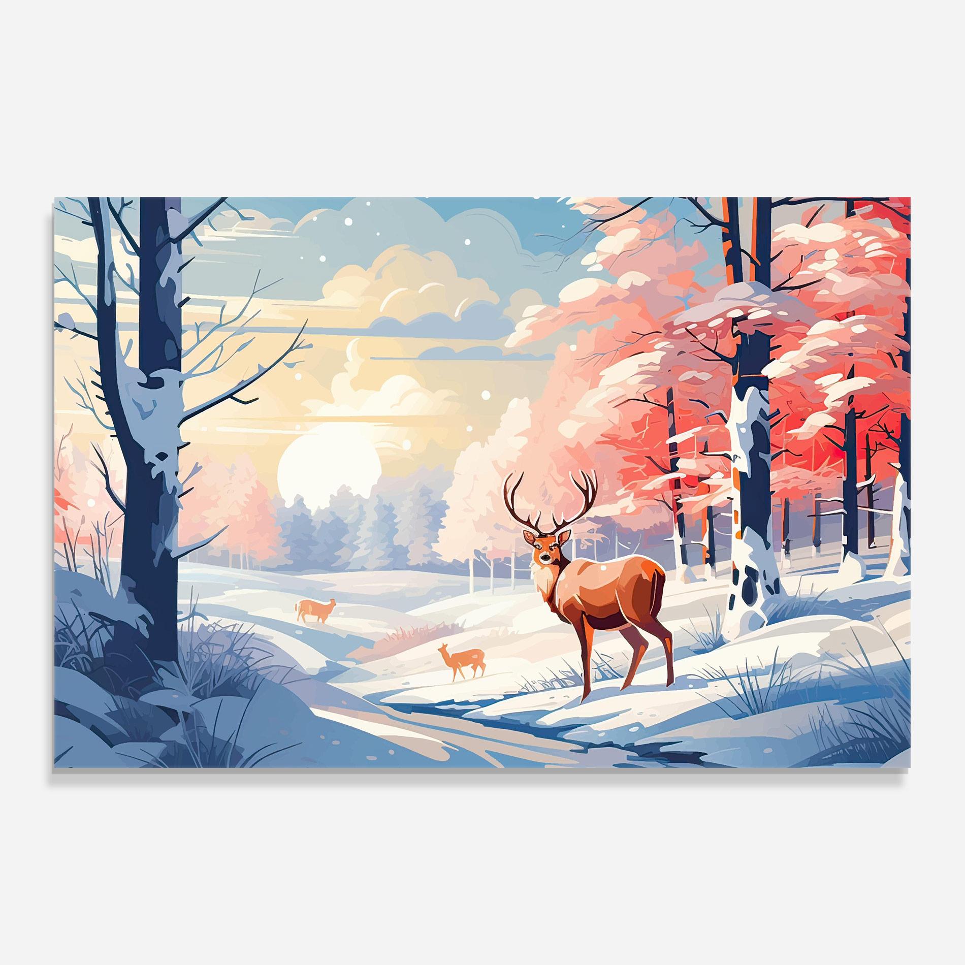Üvegkép Winter Deer Art mockup 0