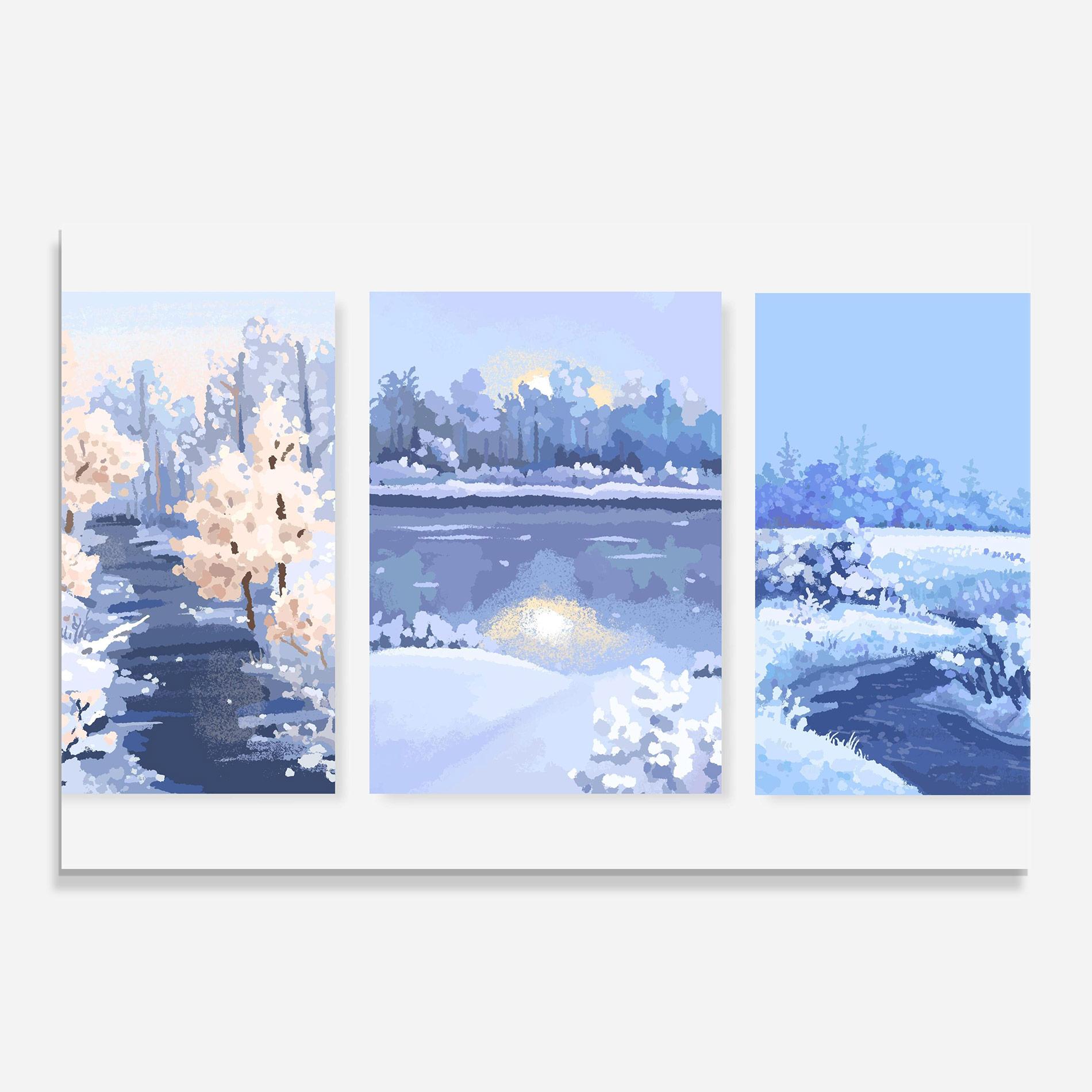 Üvegkép Winter_landscape_with_forest_and_field_vector_illustration14 mockup 0