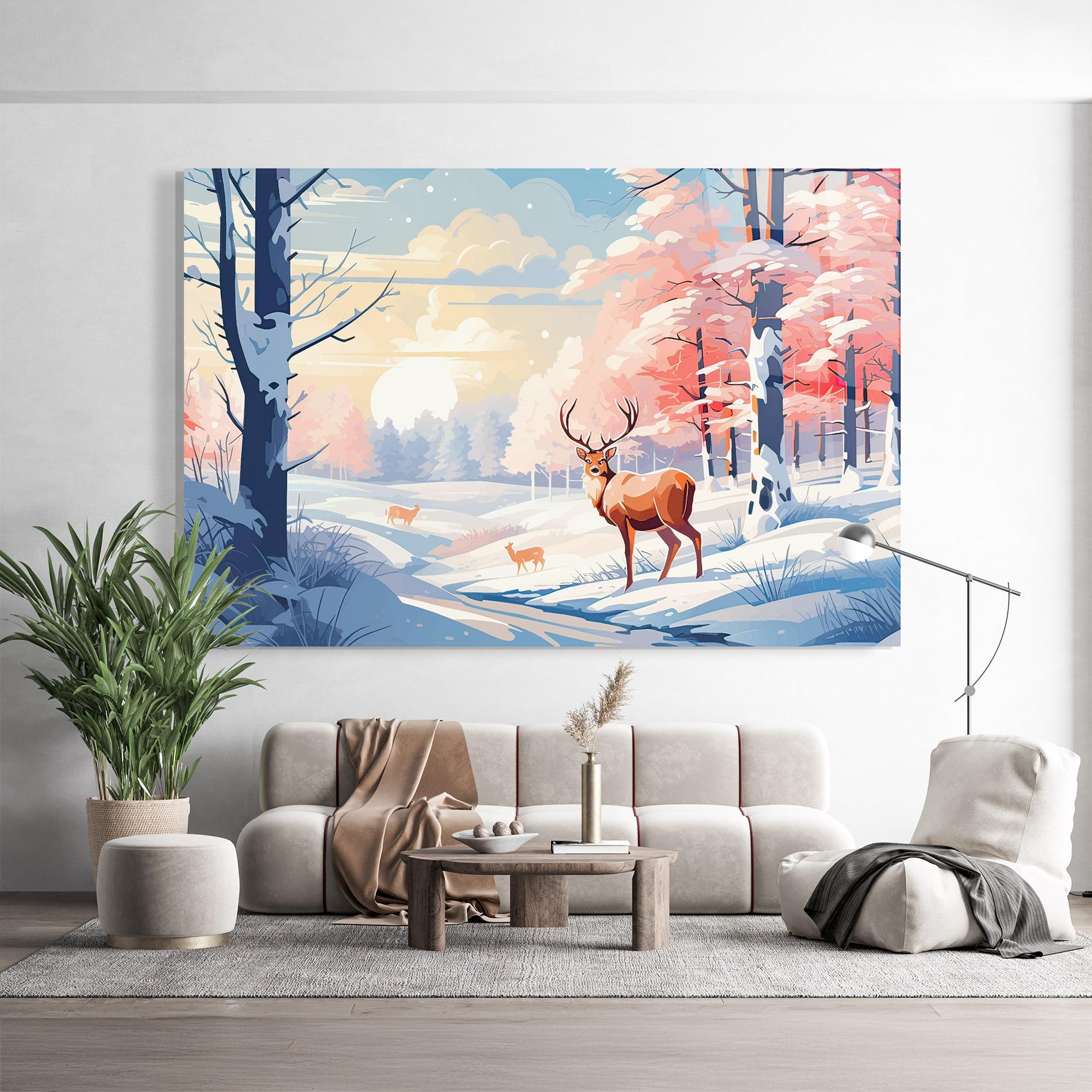 Üvegkép Winter Deer Art mockup 9