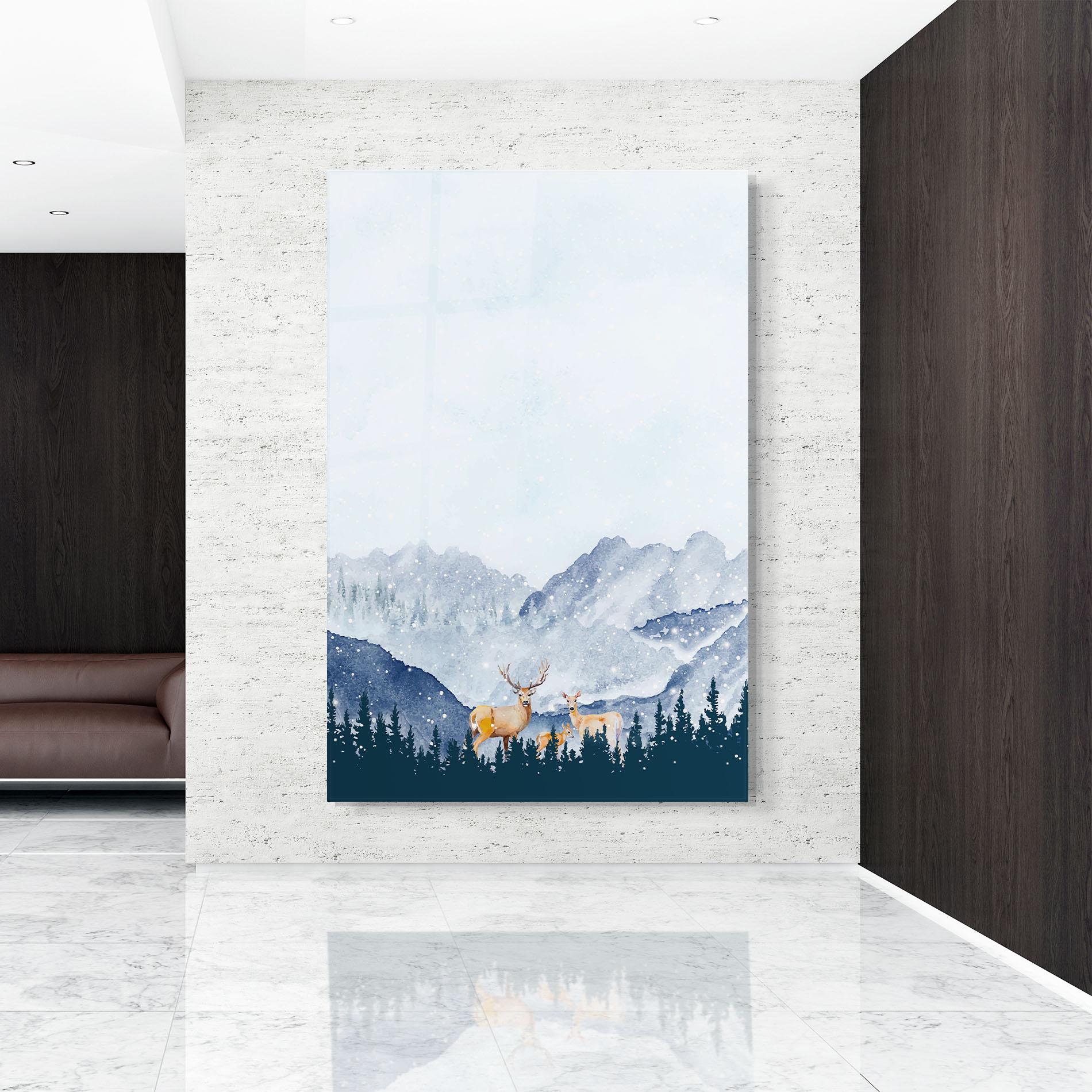 Üvegkép Winter Deers mockup 9