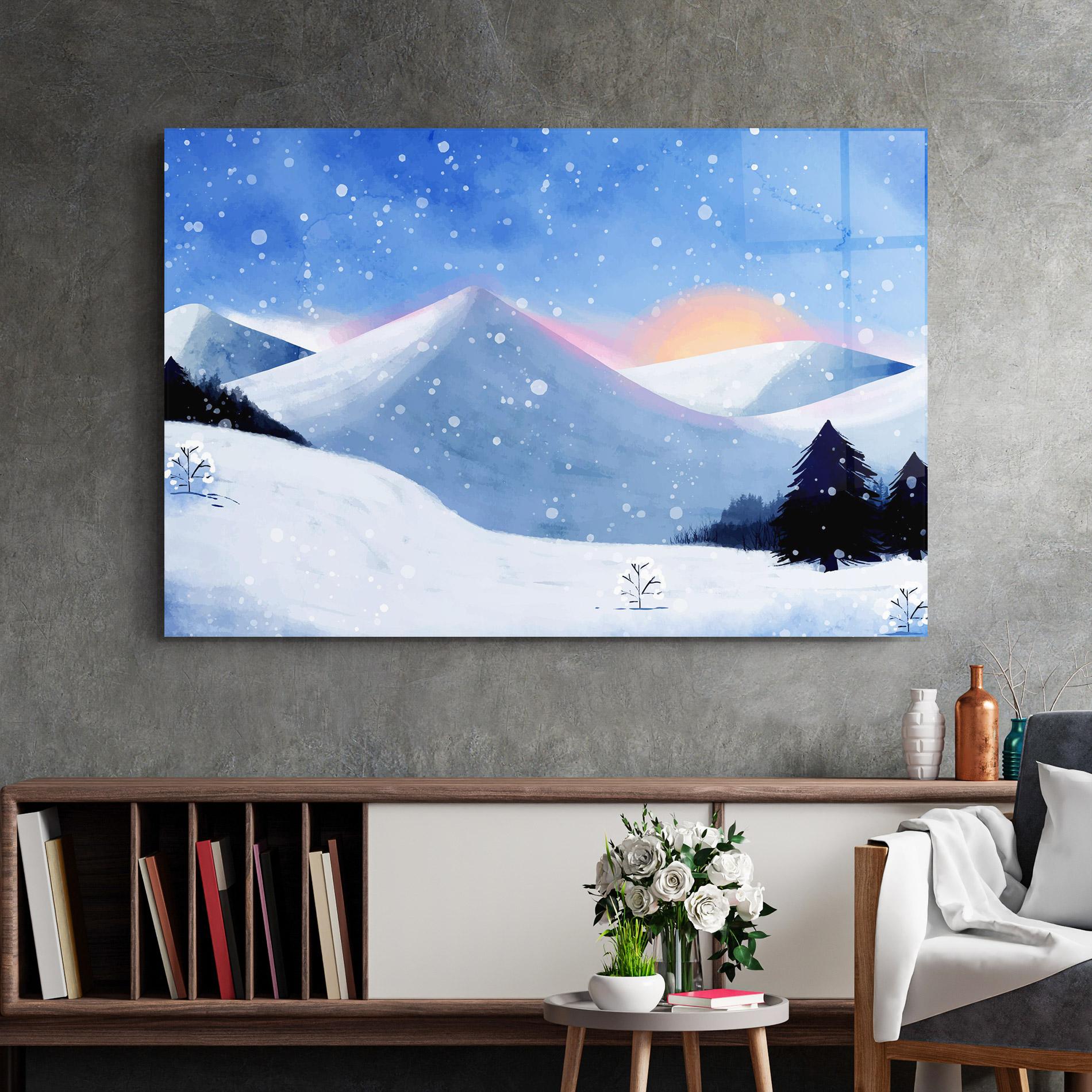 Üvegkép Mountain Snow Art mockup 2