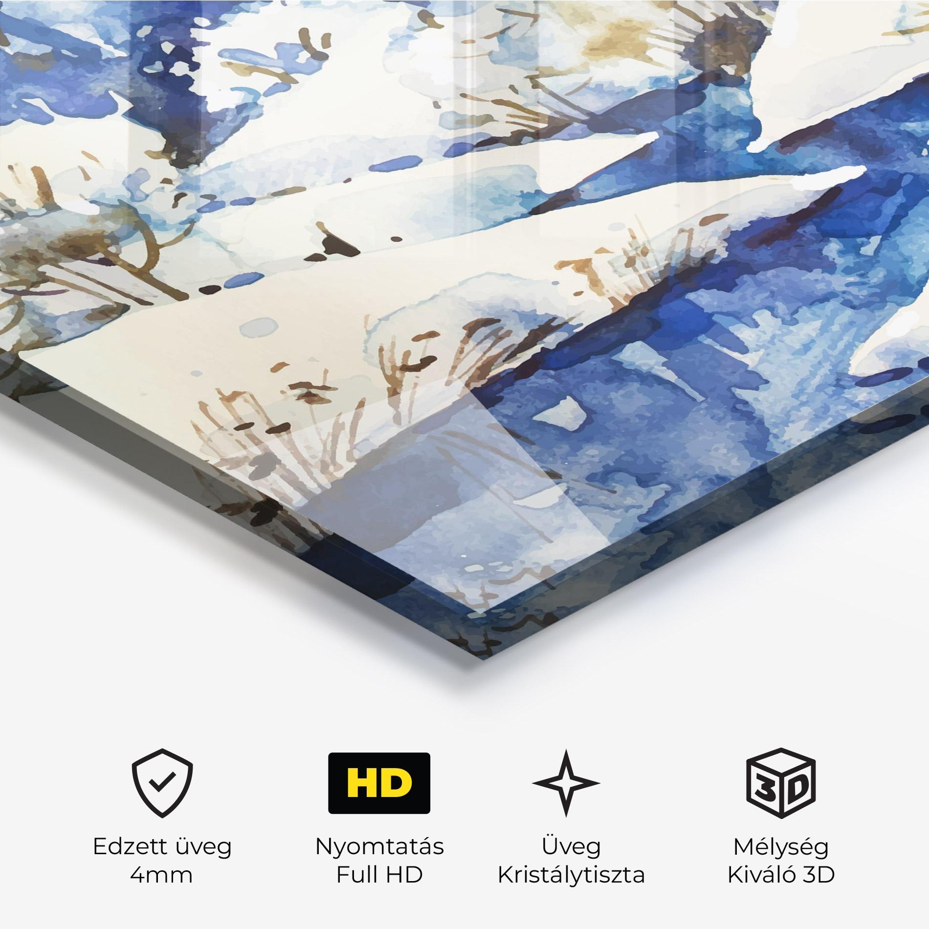 Üvegkép Blue Trees Winter mockup 3