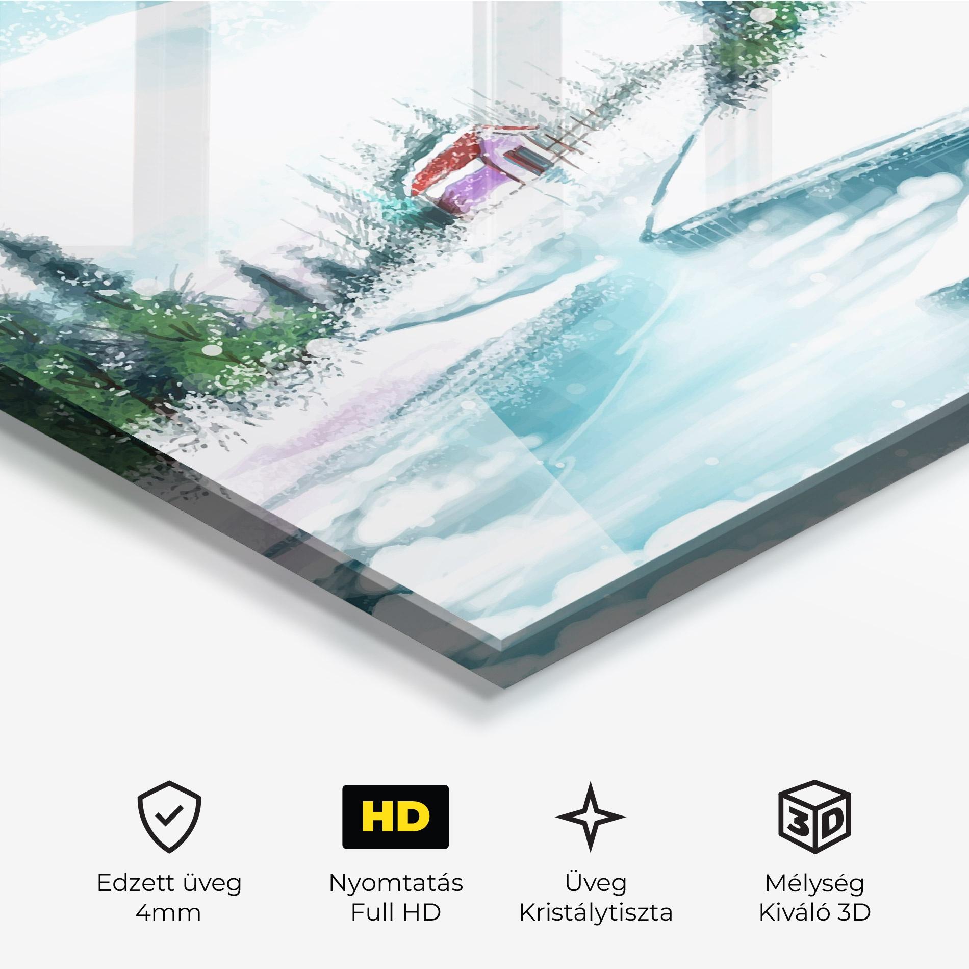 Üvegkép Purple House Winter mockup 3