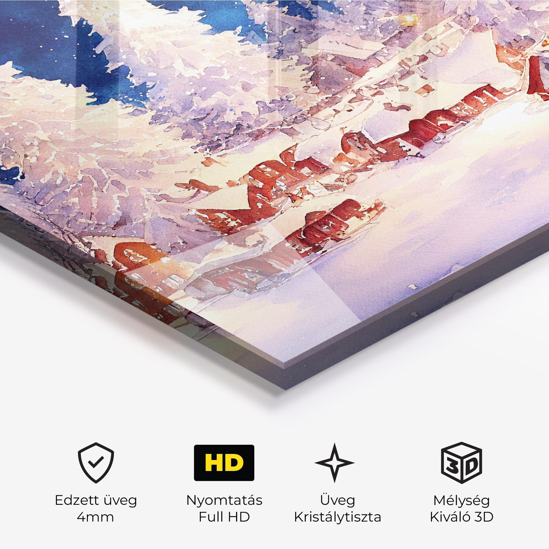 Üvegkép Snow Falling Painting mockup 3