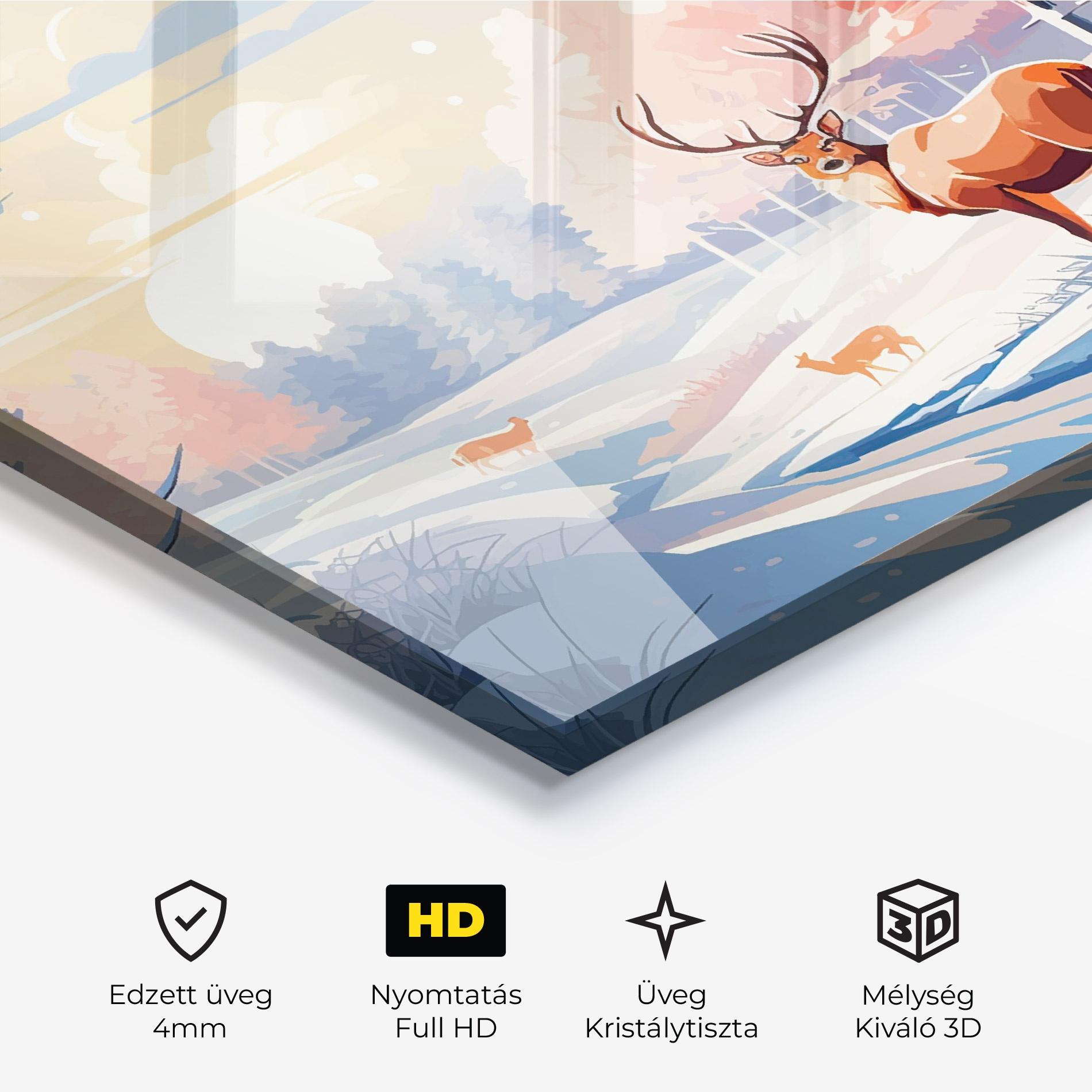Üvegkép Winter Deer Art mockup 3