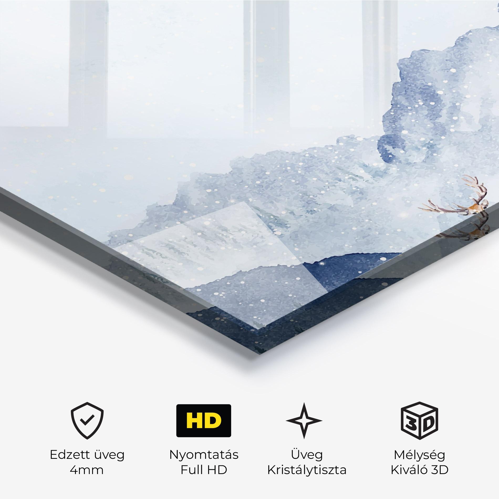 Üvegkép Winter Deers mockup 3