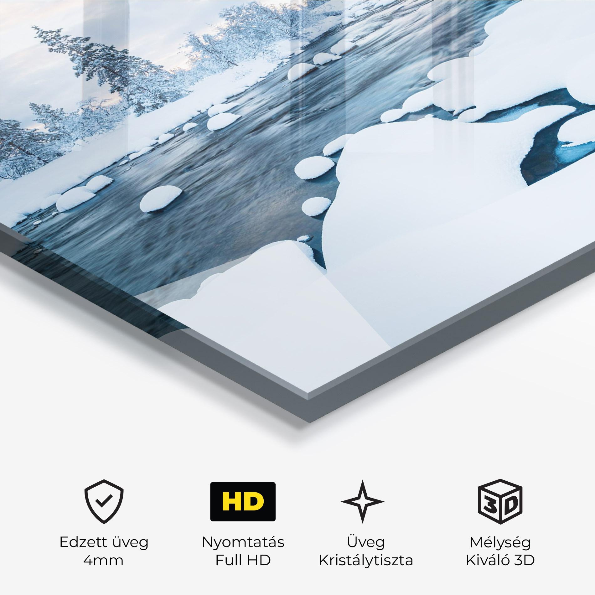 Üvegkép Winter River mockup 3
