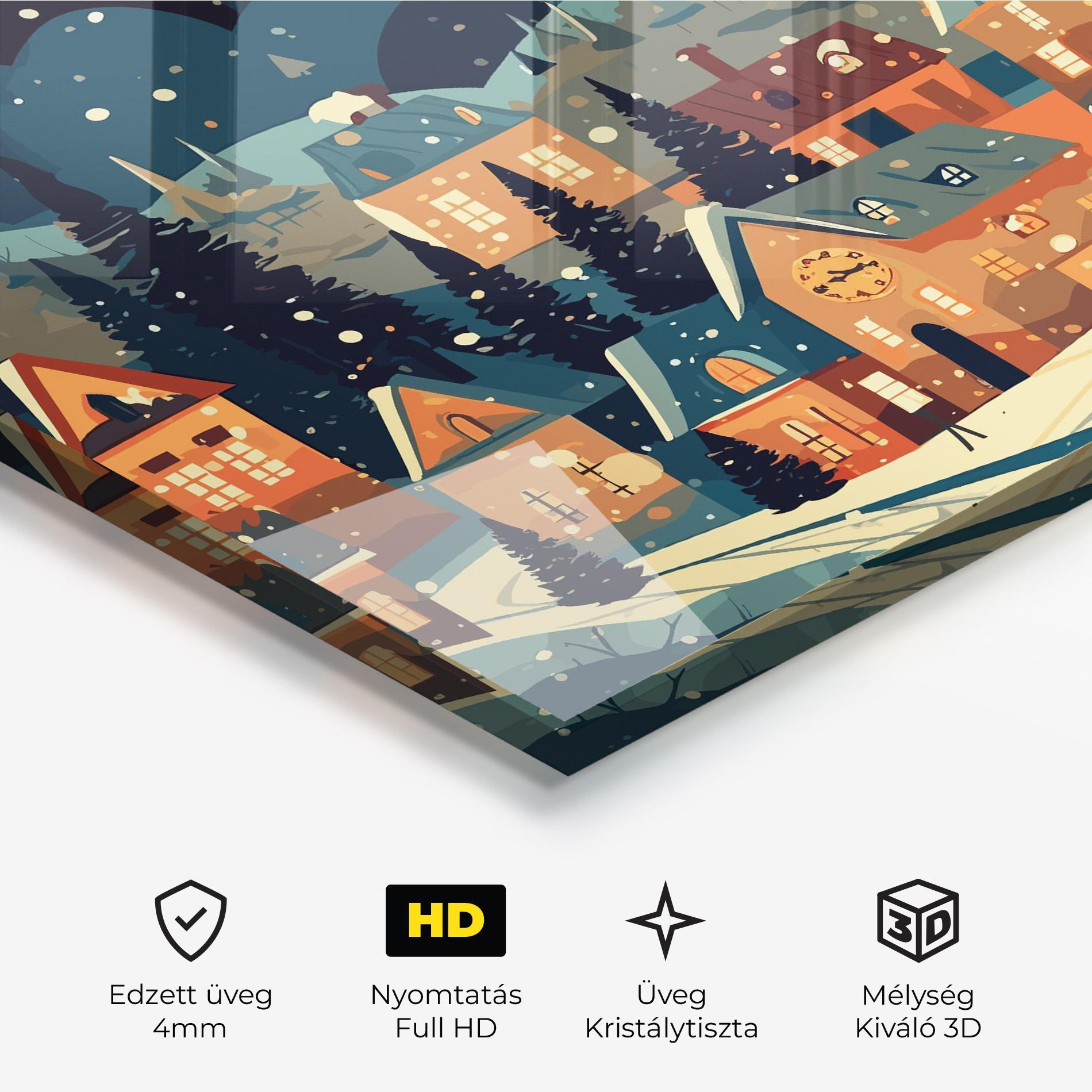 Üvegkép Winter View Houses mockup 3