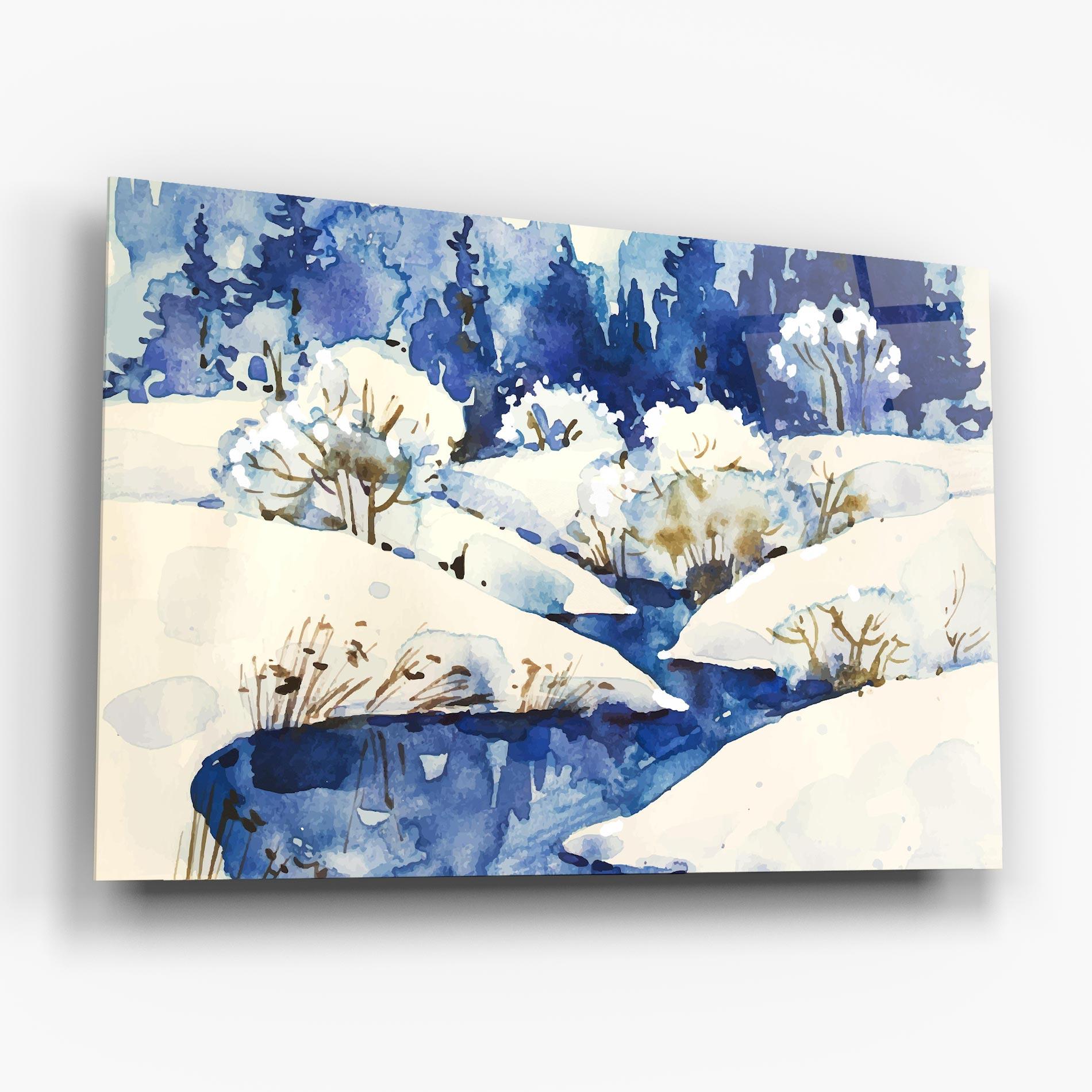 Üvegkép Blue Trees Winter mockup 6