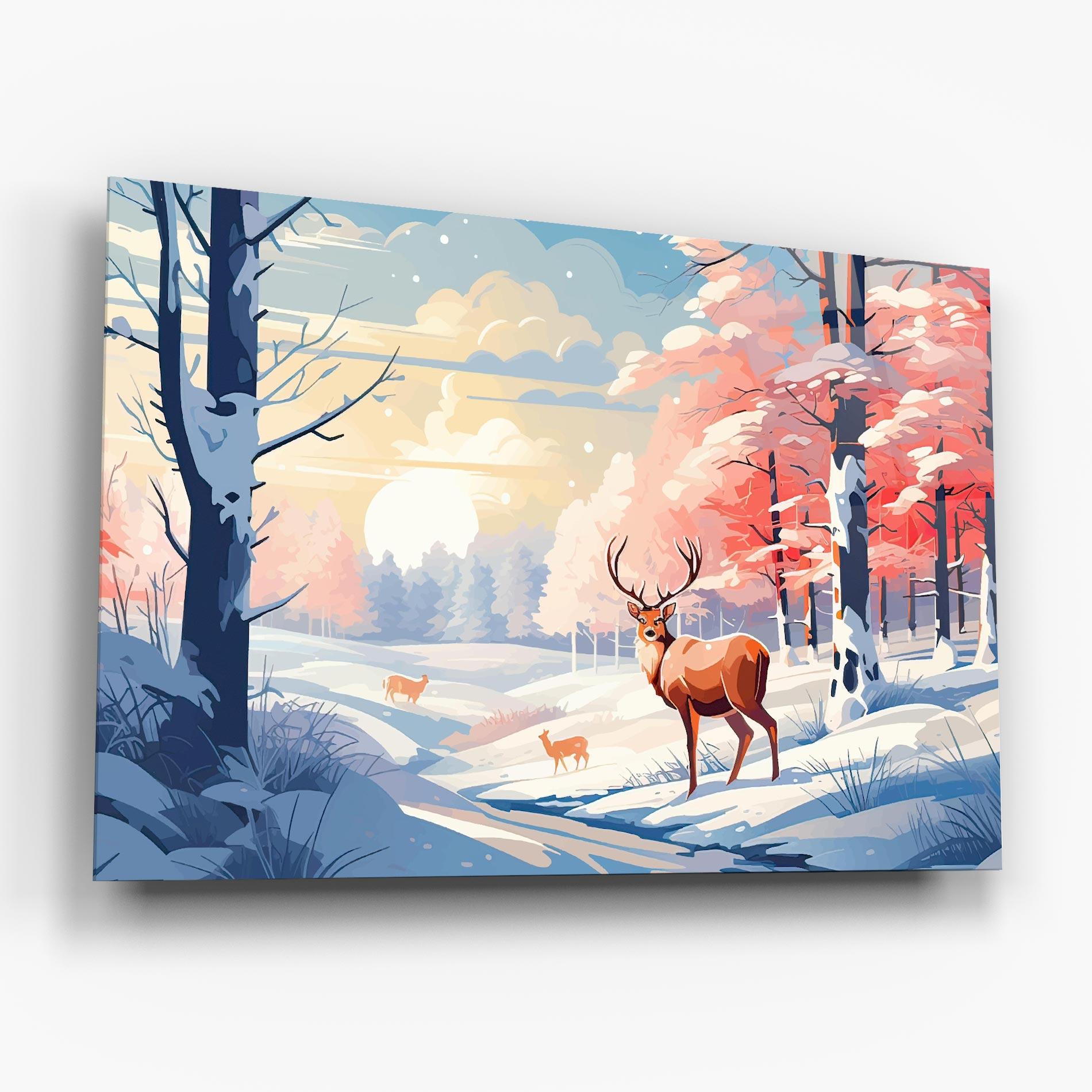 Üvegkép Winter Deer Art mockup 6