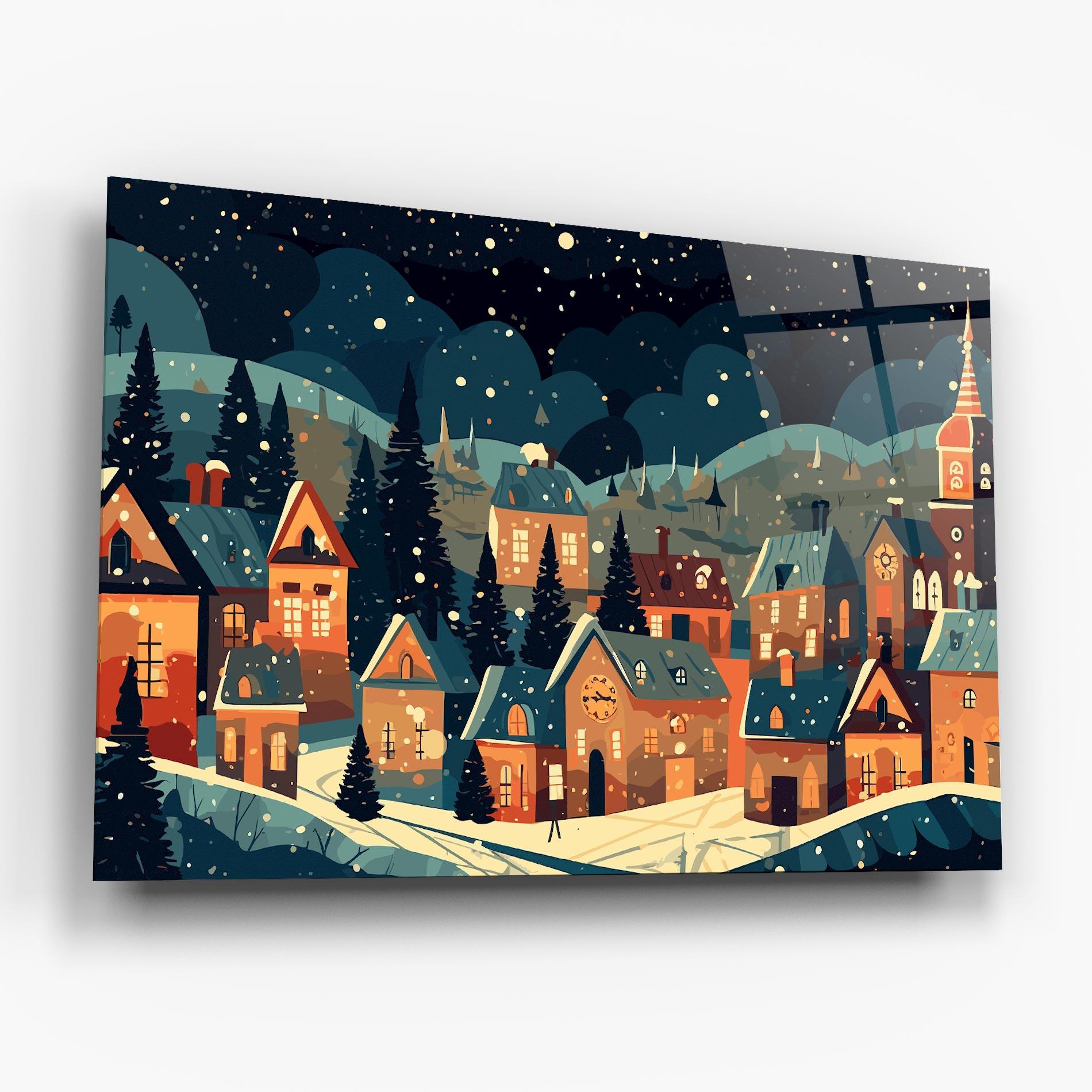 Üvegkép Winter View Houses mockup 6