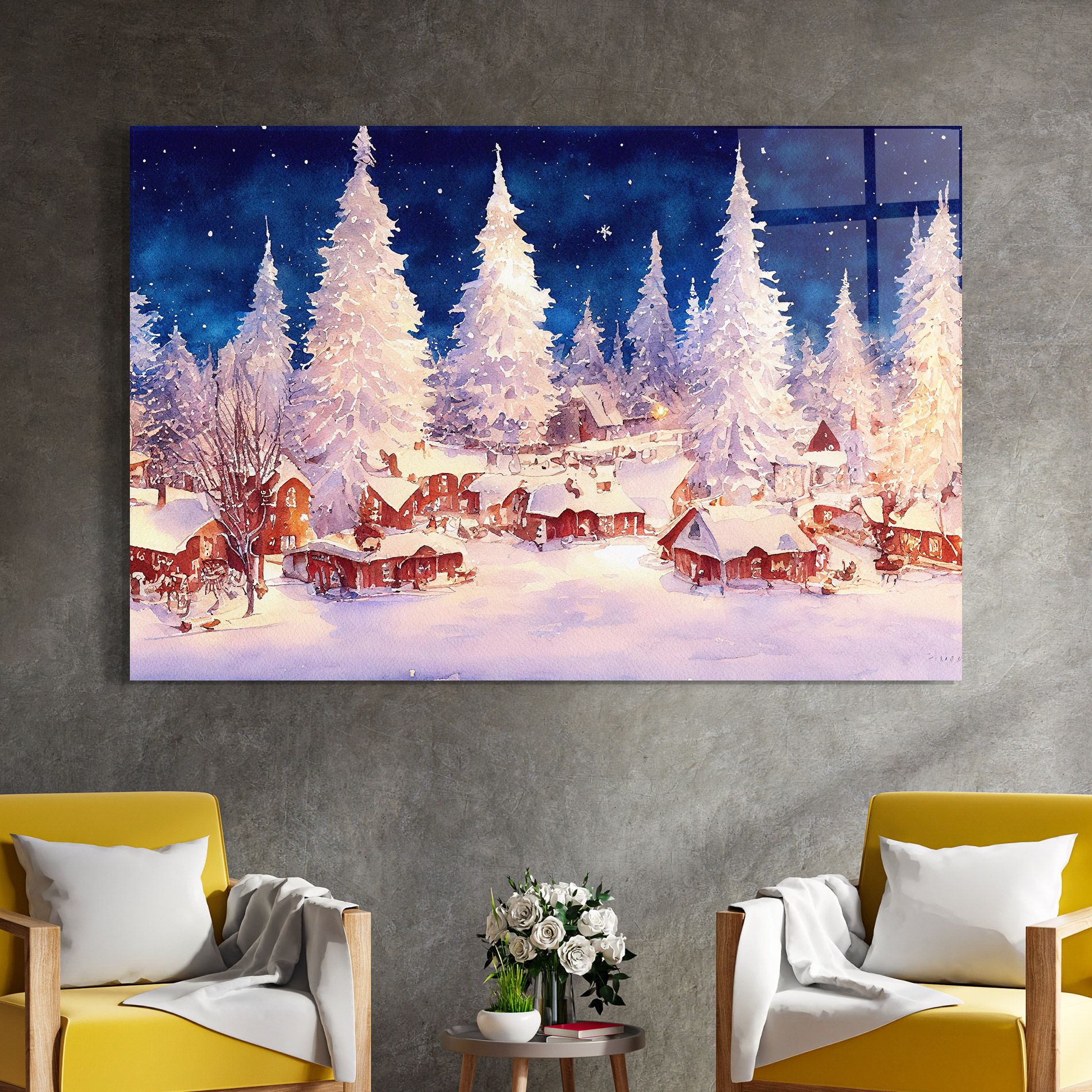 Snow Falling Painting mockup 4