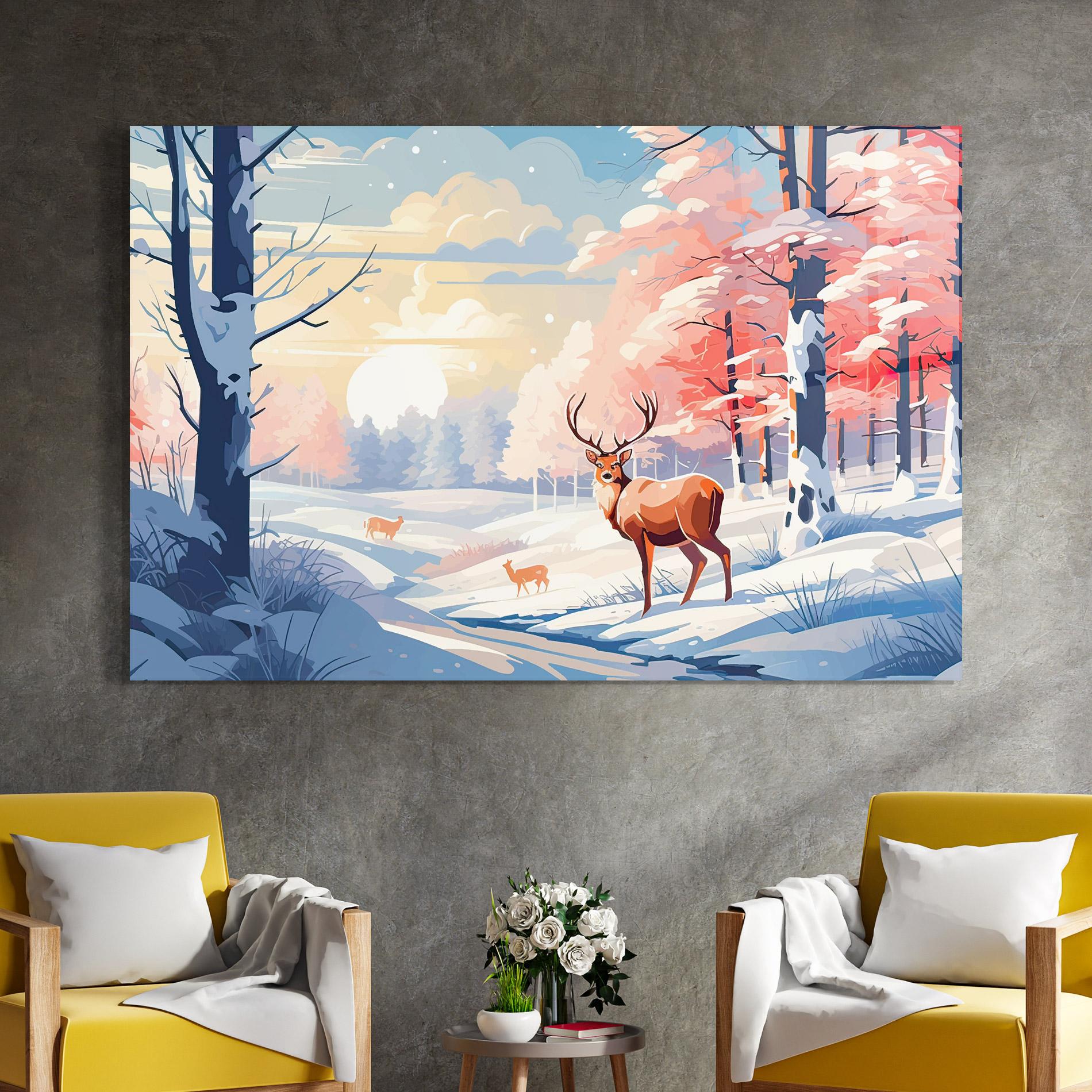 Üvegkép Winter Deer Art mockup 4