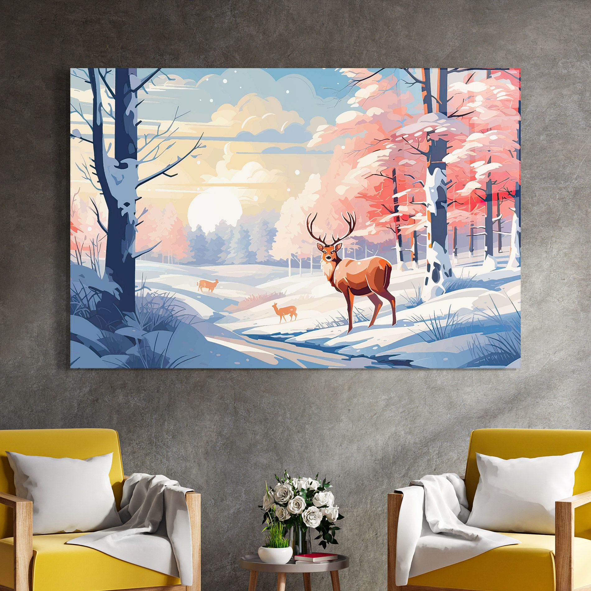 Winter Deer Art mockup 4