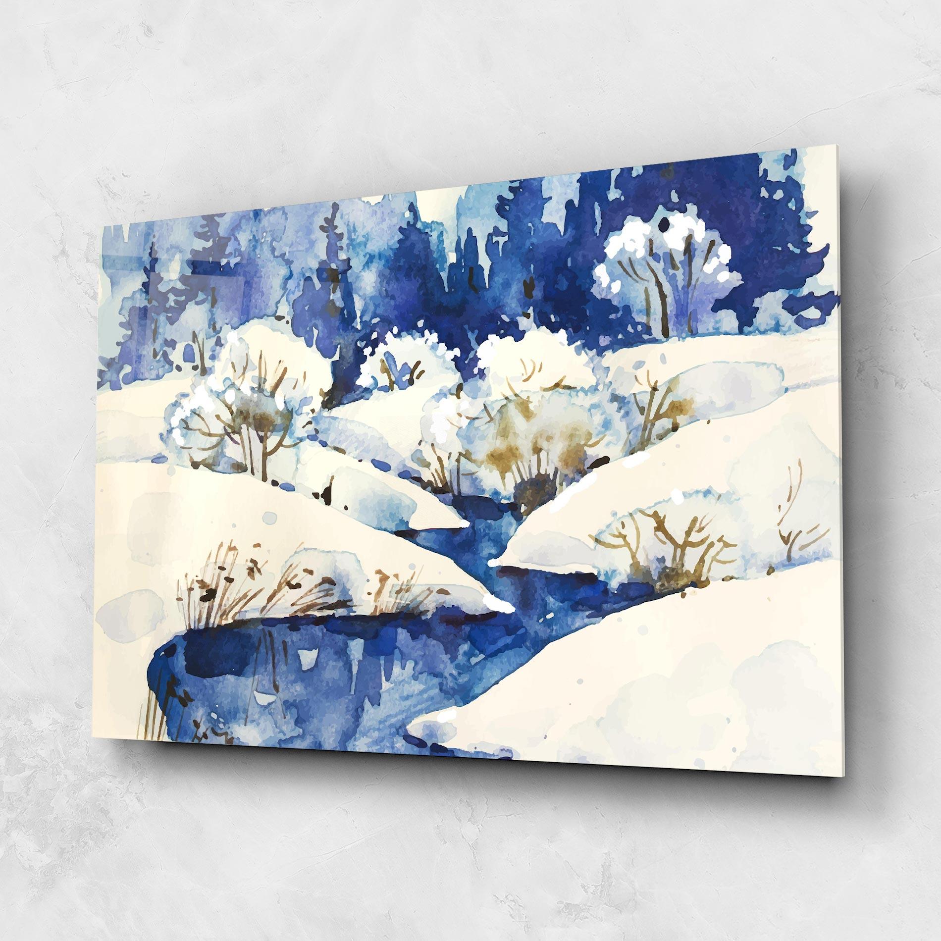 Üvegkép Blue Trees Winter mockup 1