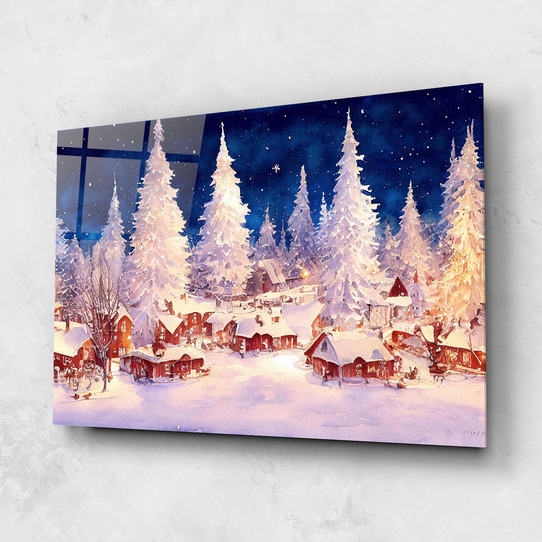 Üvegkép Snow Falling Painting mockup 1