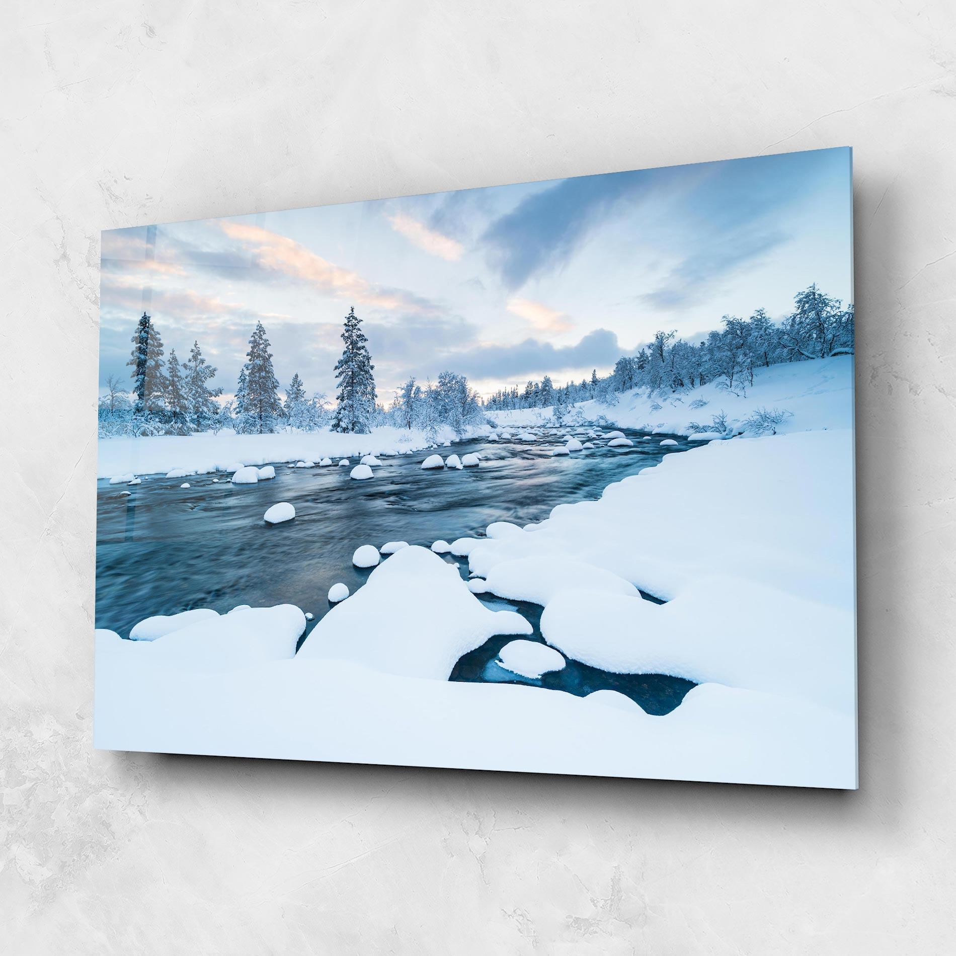 Üvegkép Winter River mockup 1