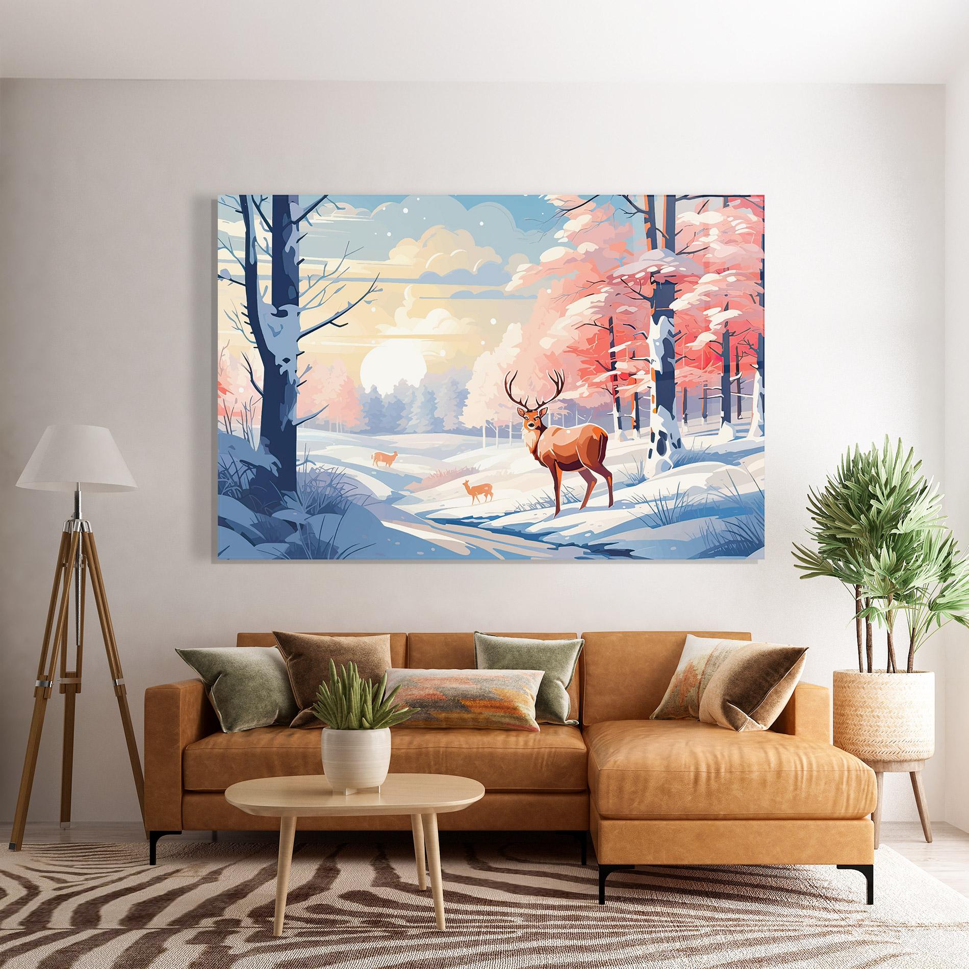 Üvegkép Winter Deer Art mockup 7