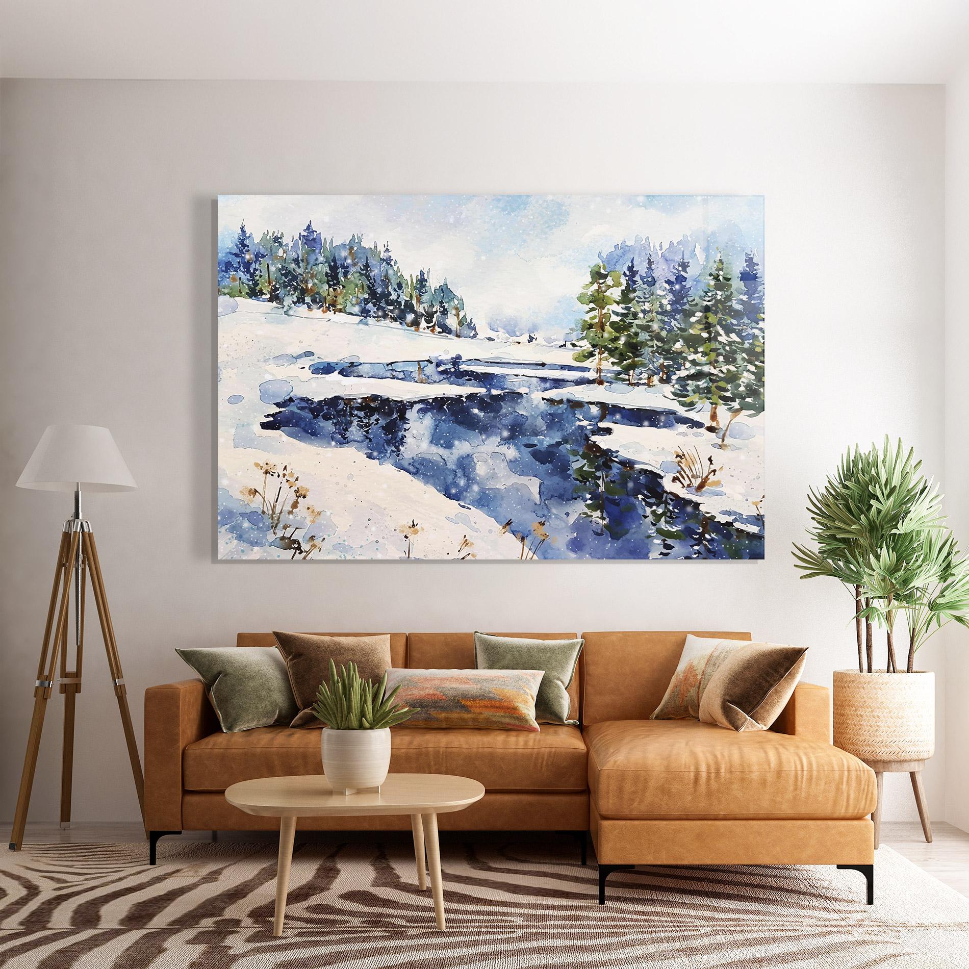 Üvegkép Winter Painting mockup 7
