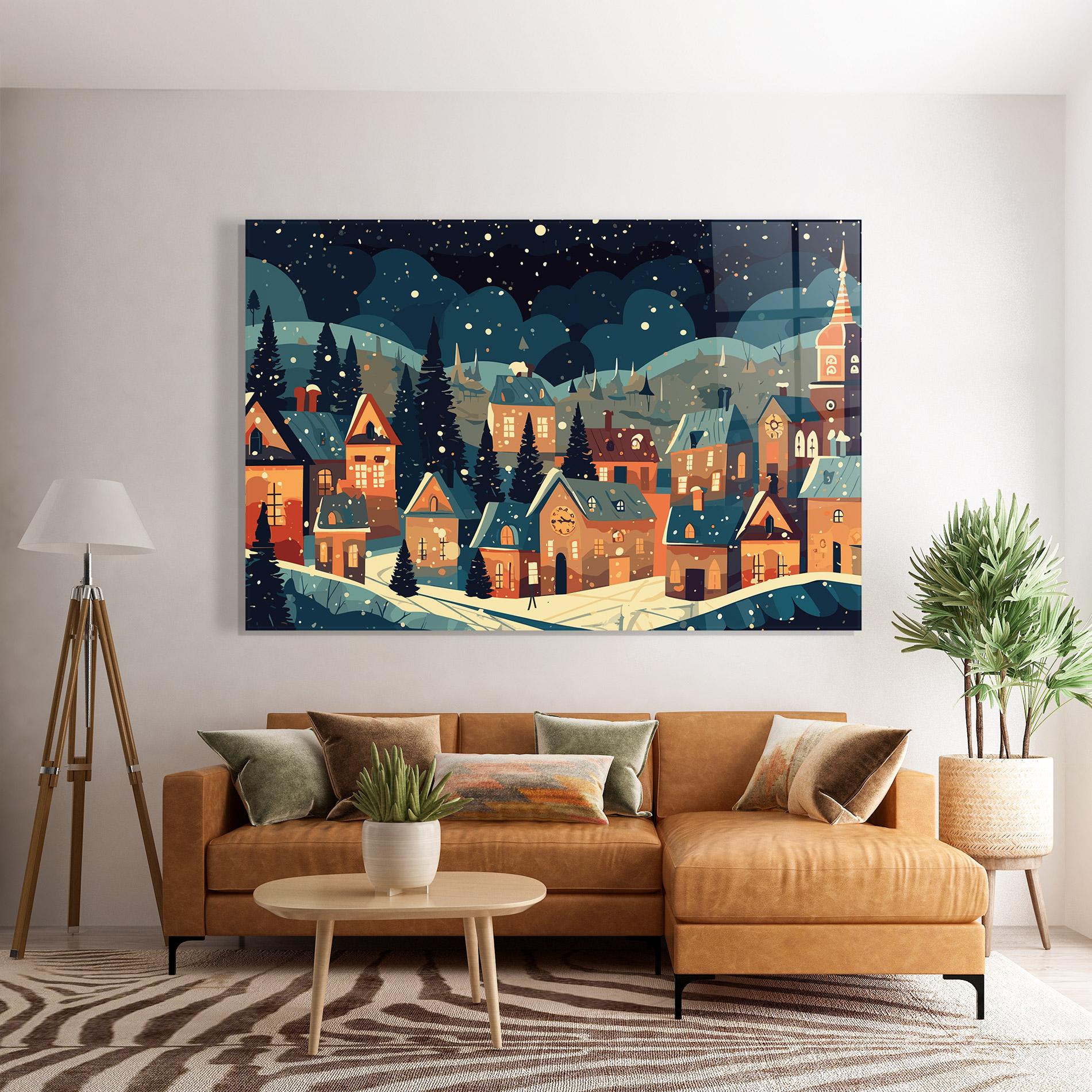 Üvegkép Winter View Houses mockup 7