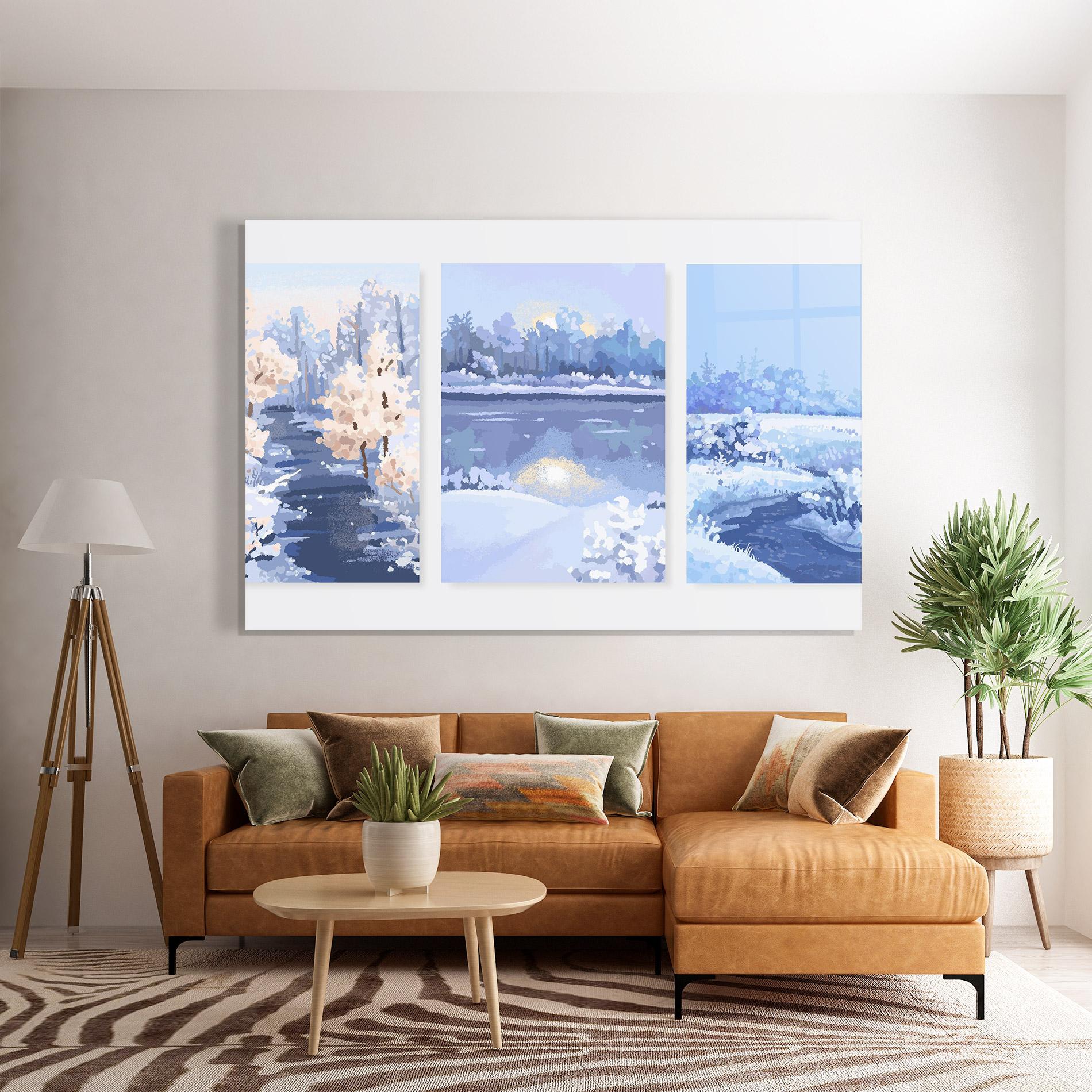 Üvegkép Winter_landscape_with_forest_and_field_vector_illustration14 mockup 7